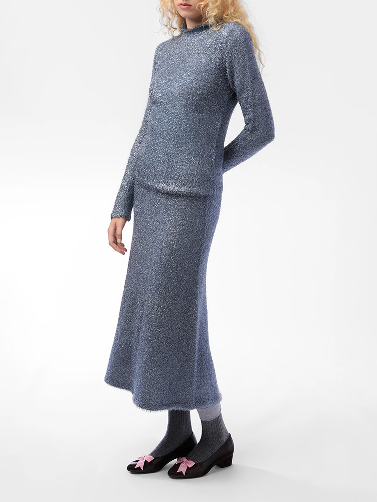 Greenwich Knit Skirt - Silver