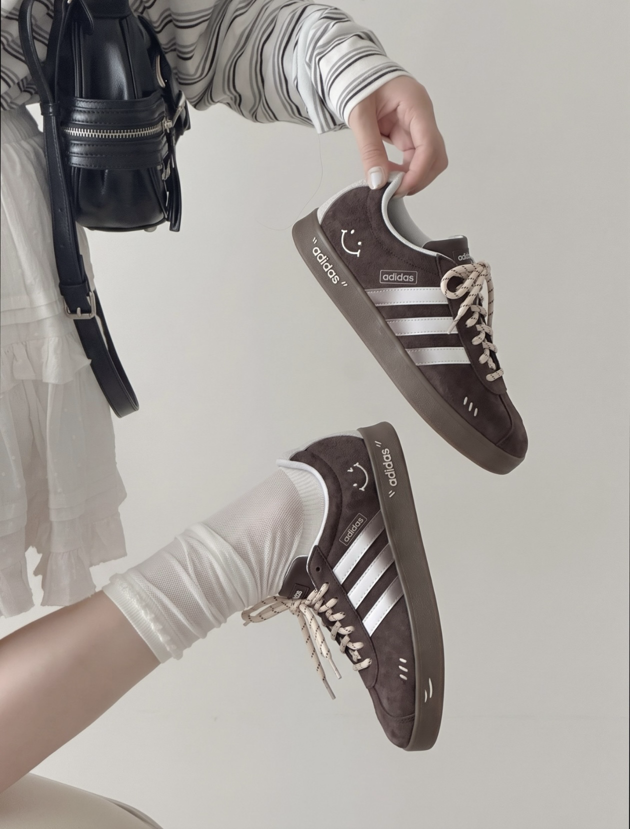 預購！adidas 德訓鞋 訂製款 可可摩卡笑臉