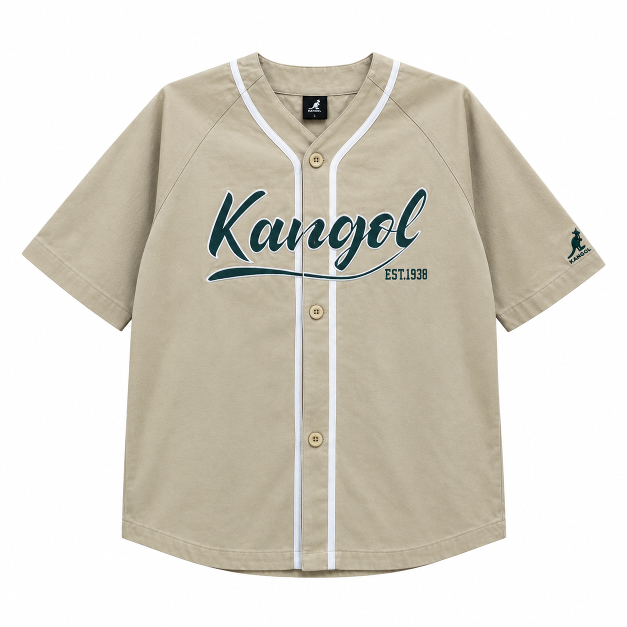 【KANGOL】中性短袖棒球衫｜經典球衣．純棉舒適｜卡其色-6425147331