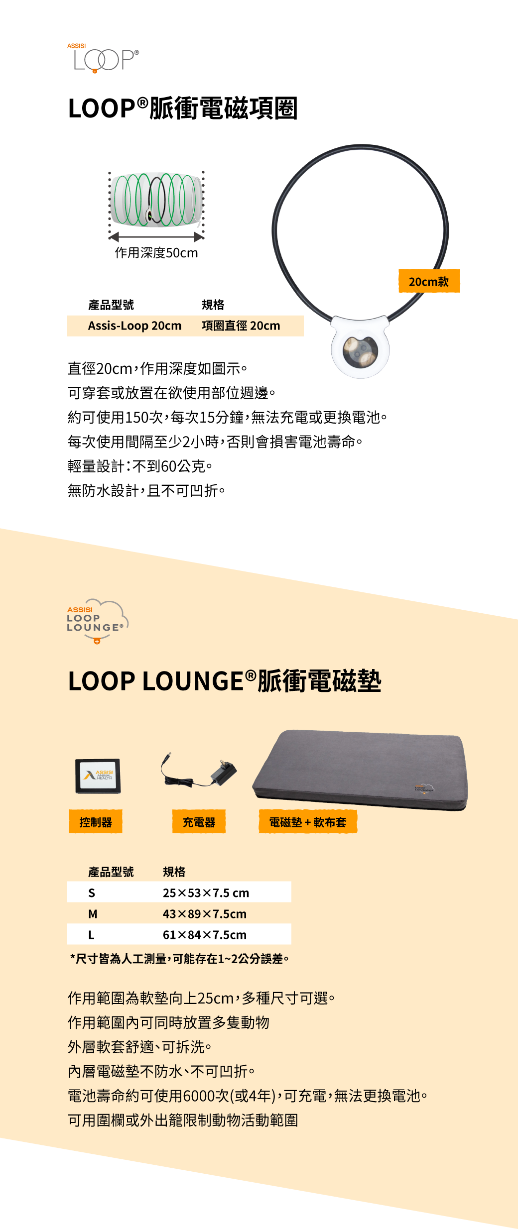 Assisi 脈衝電磁墊 規格表