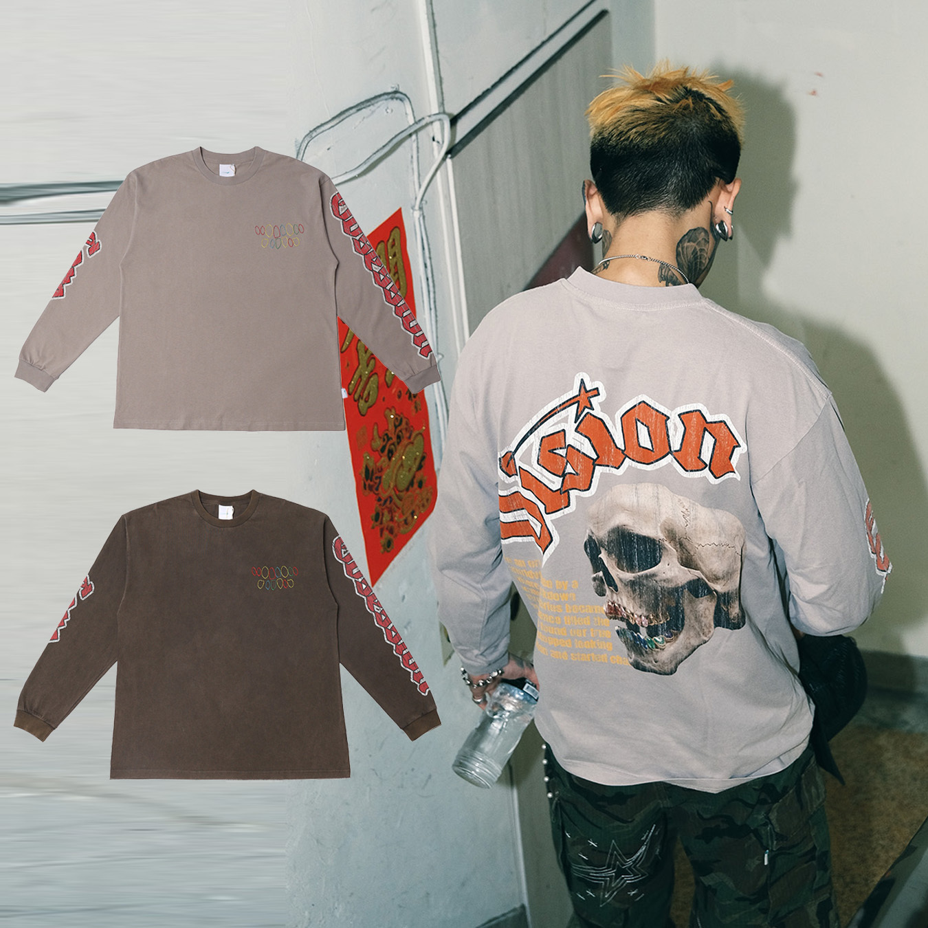 MTA OCV L/S TEE 灰色 黑色 水洗 印花 街頭 縫線 純棉 寬鬆 OCV 長T【M26AOLST】