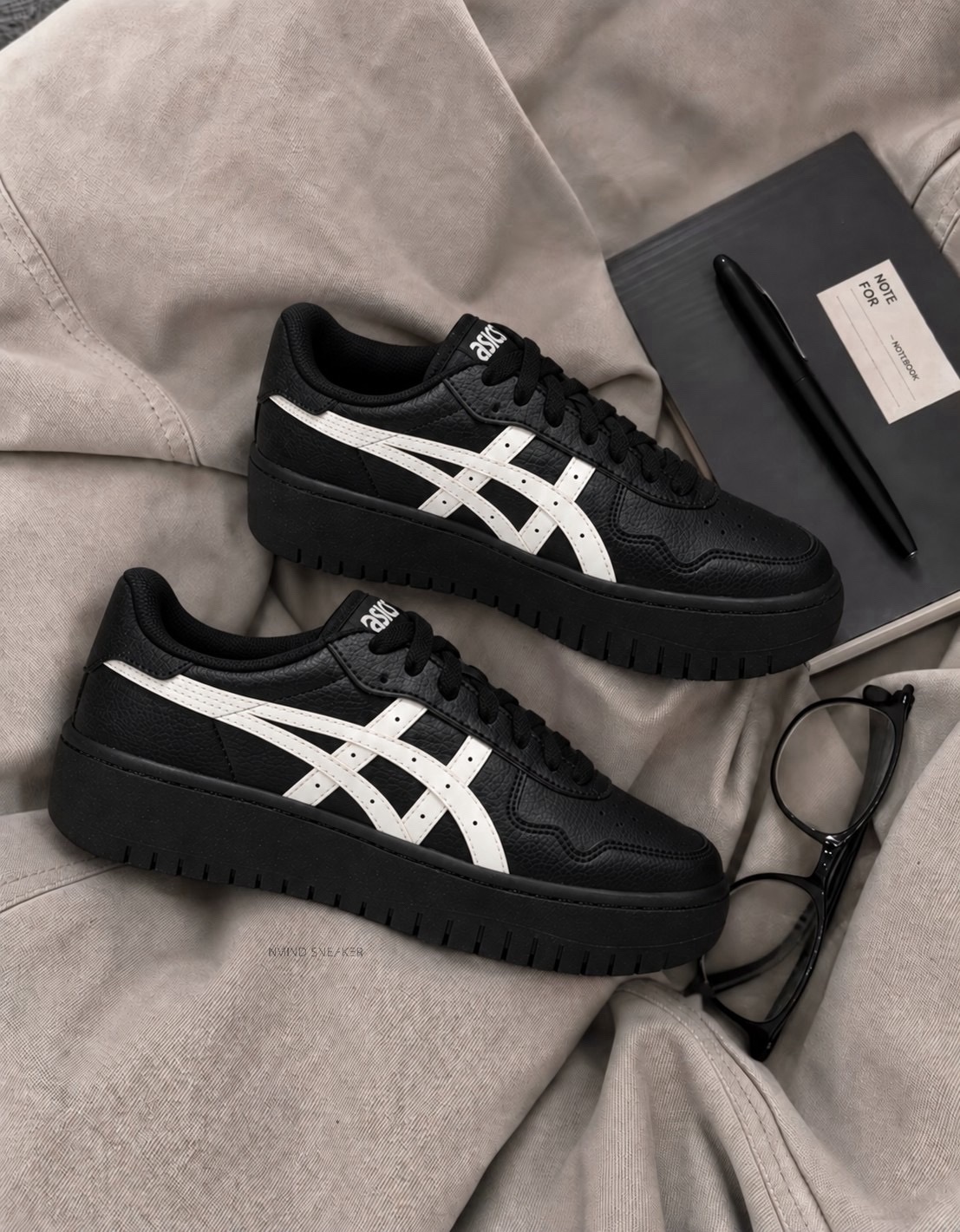 <百搭又增高🖤> ASICS JAPAN S PF荔枝仿皮革 厚底增高 女鞋