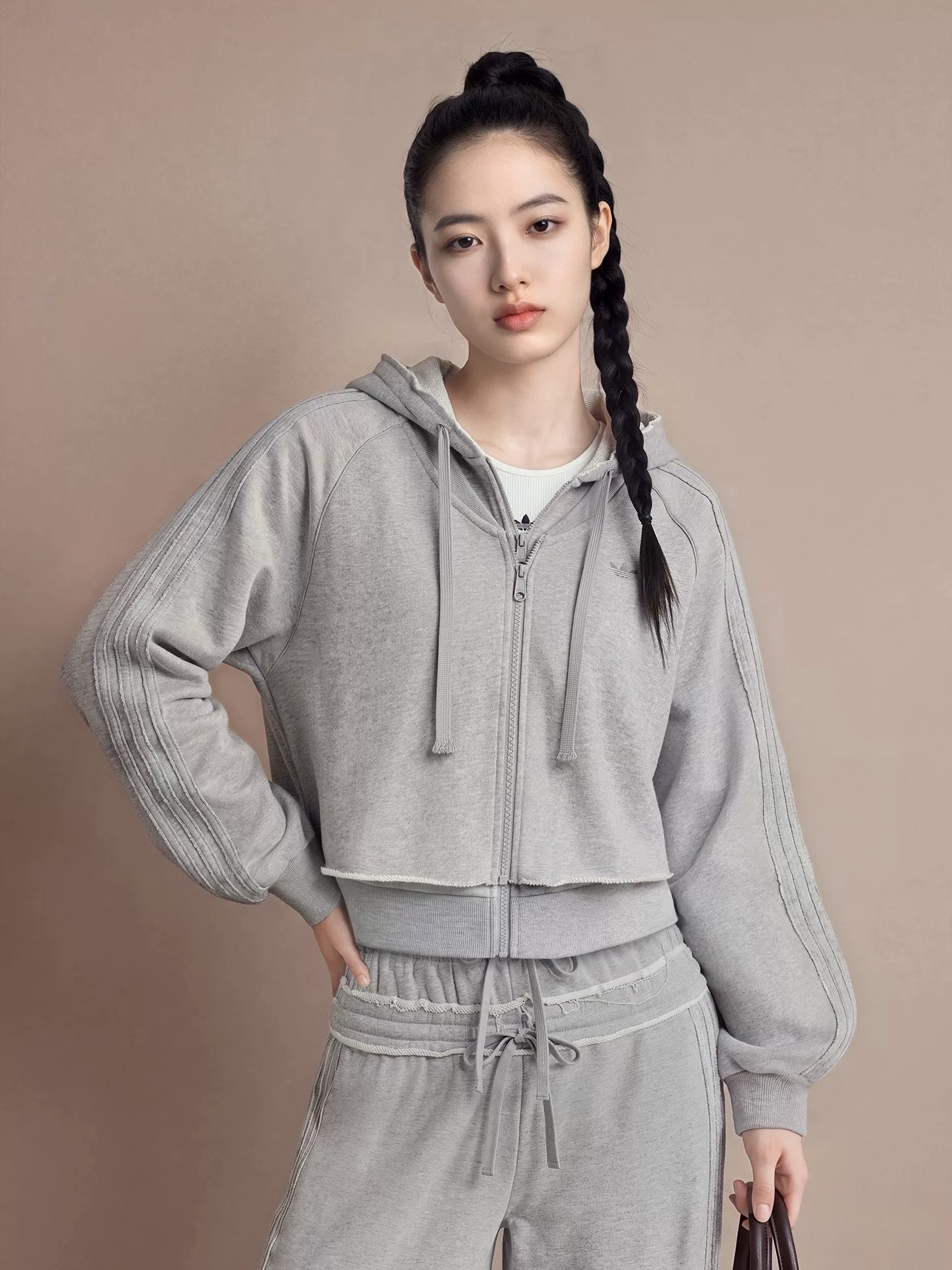 女款 ADIDAS SST DBL FRNT HD 灰色 寬鬆 純棉 三葉草 假兩件 連帽 外套【KT1921】ADLP
