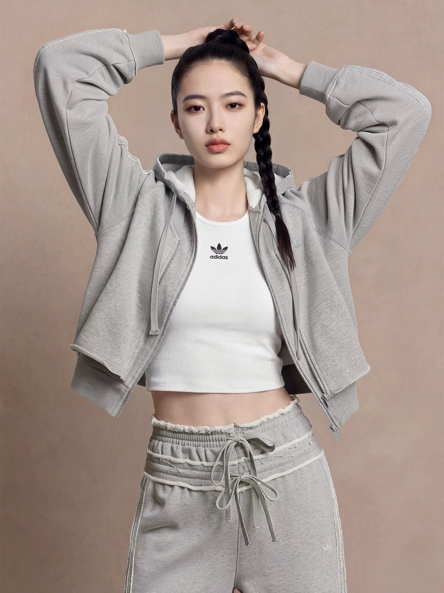 女款 ADIDAS SST DBL FRNT HD 灰色 寬鬆 純棉 三葉草 假兩件 連帽 外套【KT1921】ADLP