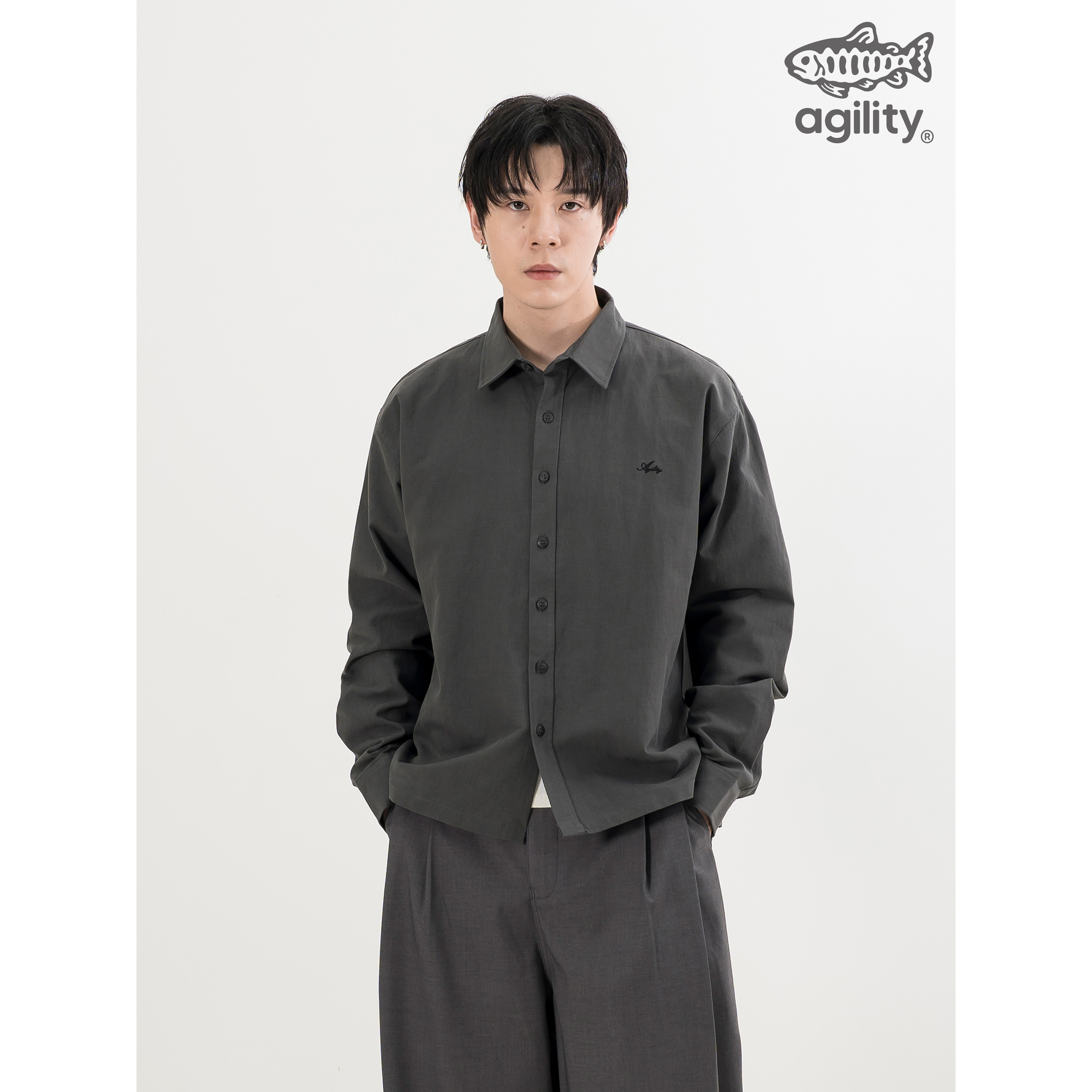 AGILITY Cursive Cotton Linen LS Shirts 草寫 棉麻 長袖襯衫 [SH-N88]