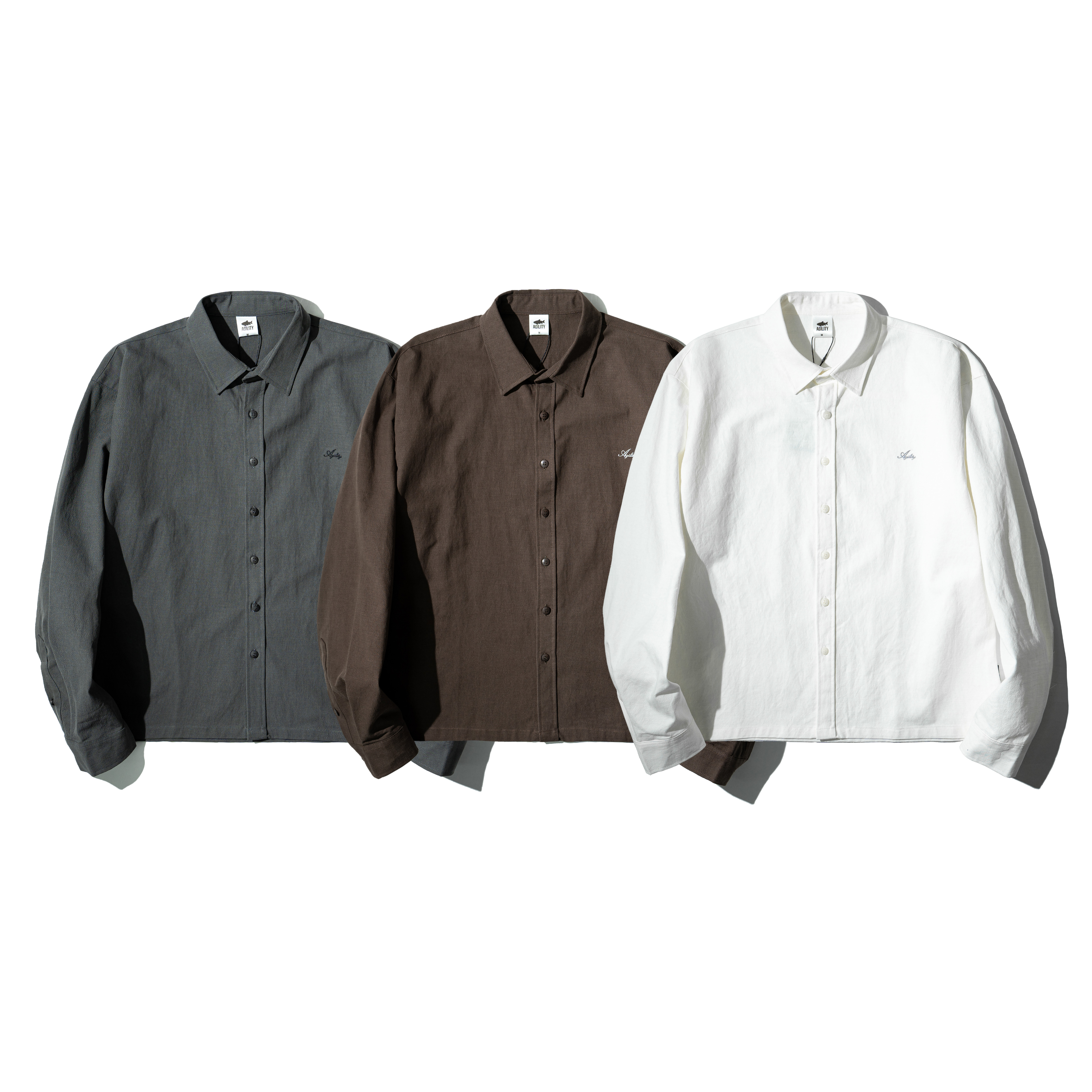 AGILITY Cursive Cotton Linen LS Shirts 草寫 棉麻 長袖襯衫 [SH-N88]