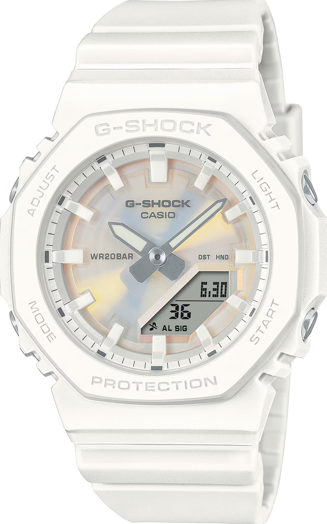 萬年鐘錶 - G-SHOCK 偏光繽紛錶盤纖薄精緻八角電子錶 GMA-P2100PC-7A 錶徑 : 40.2mm