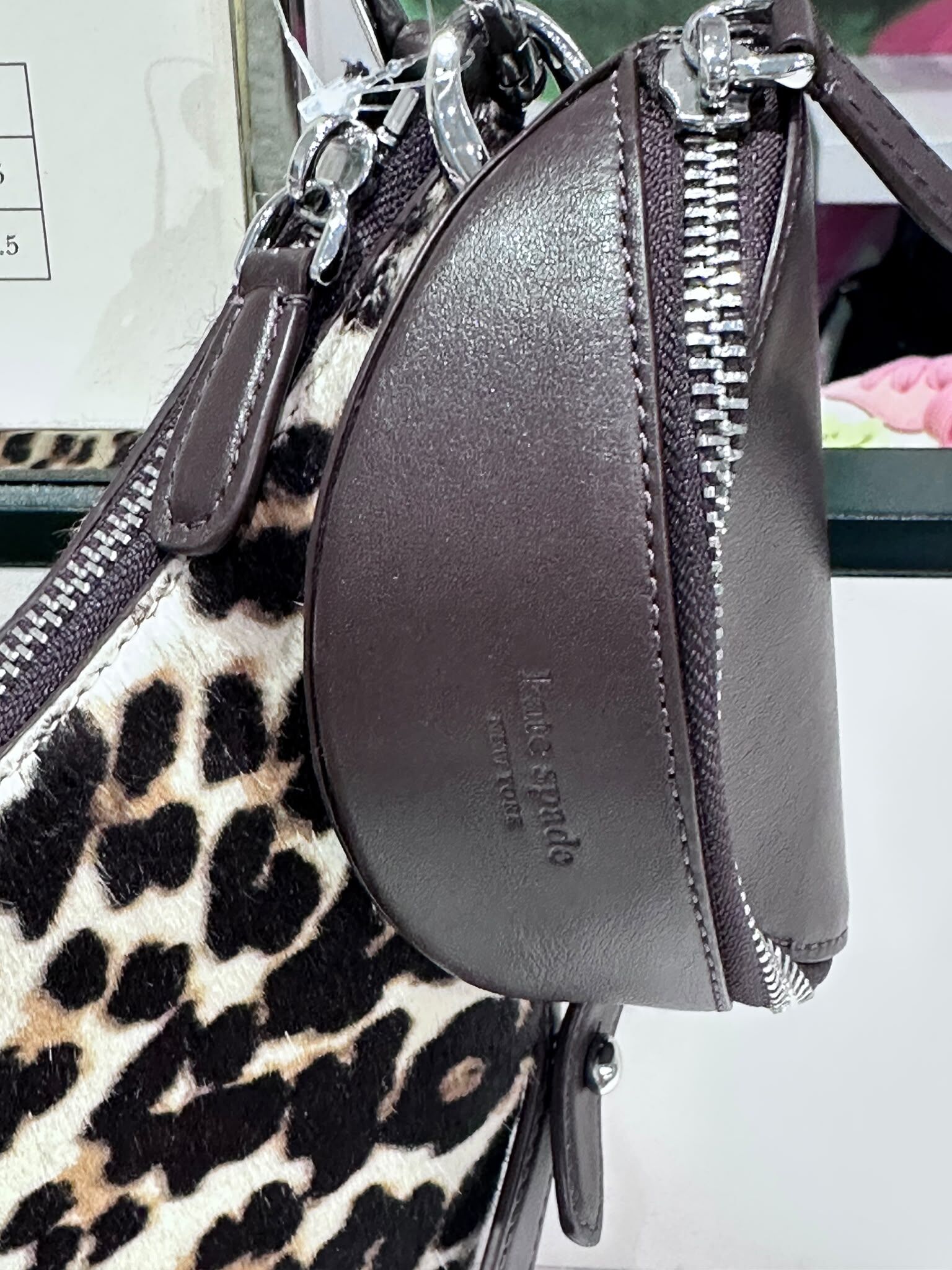 WV07 KS 豹紋多功能半月斜背包  Duo Leopard Haircalf Crossbody Bag