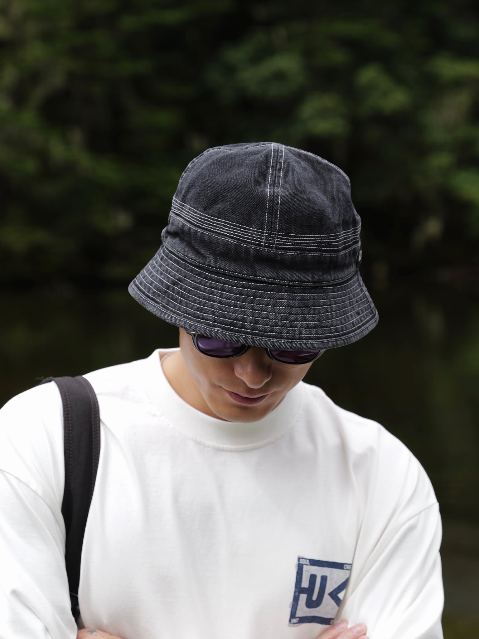 #預購 UNBENT 26AW 復古休閒 刺繡黑色牛仔漁夫帽 遮陽帽 圓頂盆帽