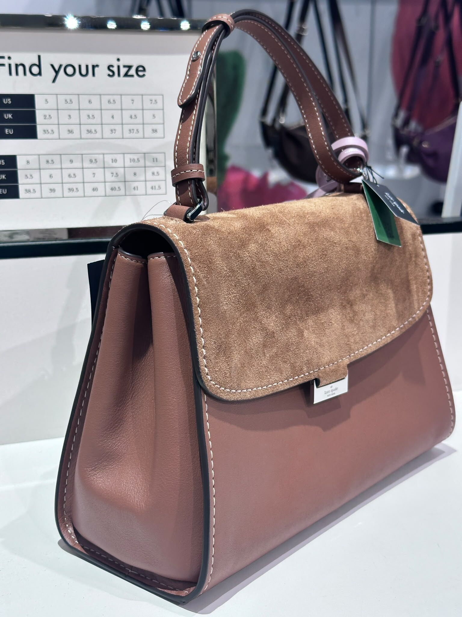 WV12 KS 啡色配麂皮 手提袋  Riley Suede Top Handle Bag