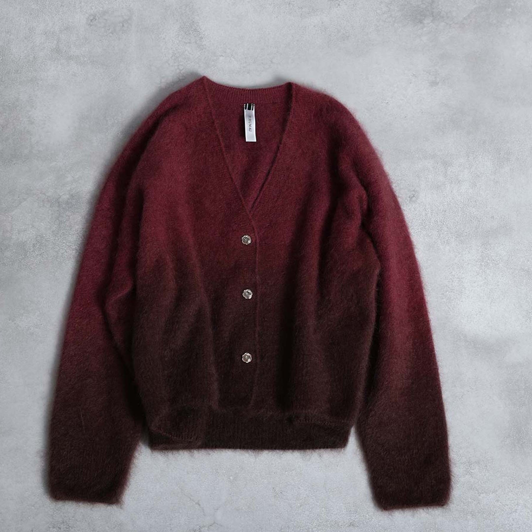 Pure Cashmere 漸層色開襟衫（紅）