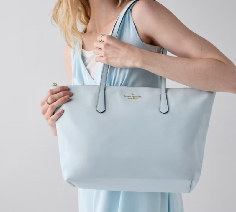 WV22 KS 淺藍色 尼龍拉鏈單肩包  Kitt Ksnyl Tote Bag