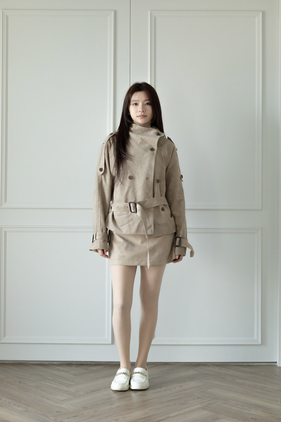 T13 BELTED SUEDE TRENCH JACKET