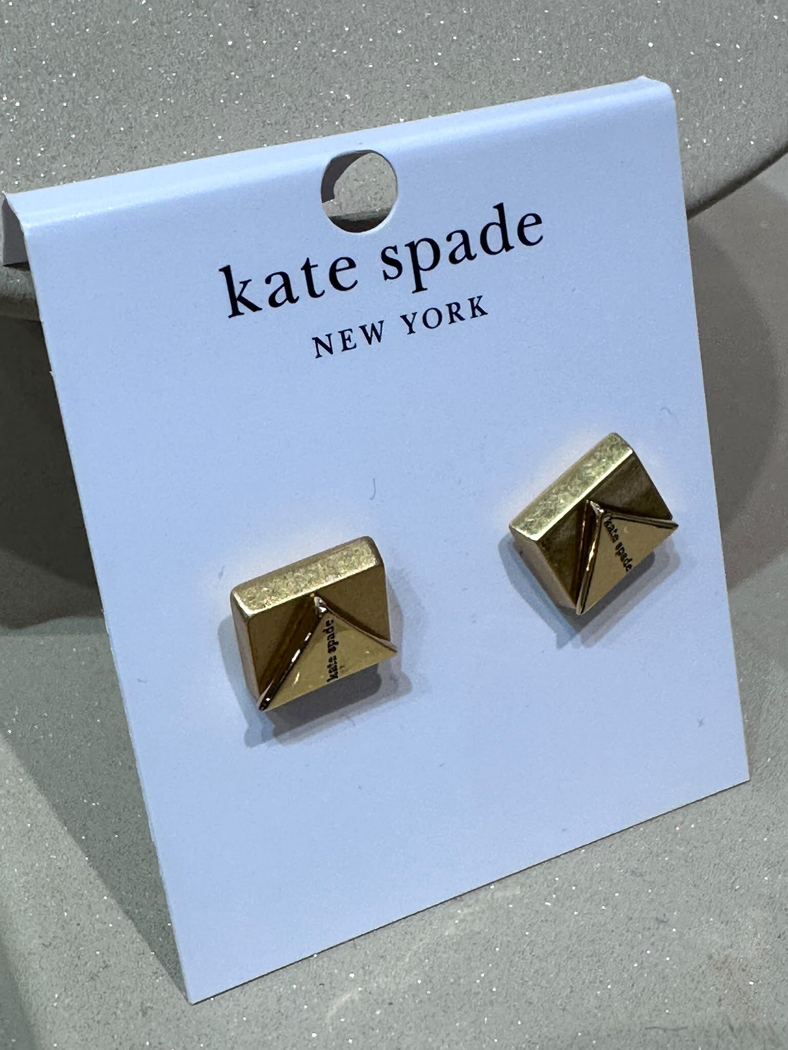 WV48 KS 金色立體幾何形耳環  Deco Studs