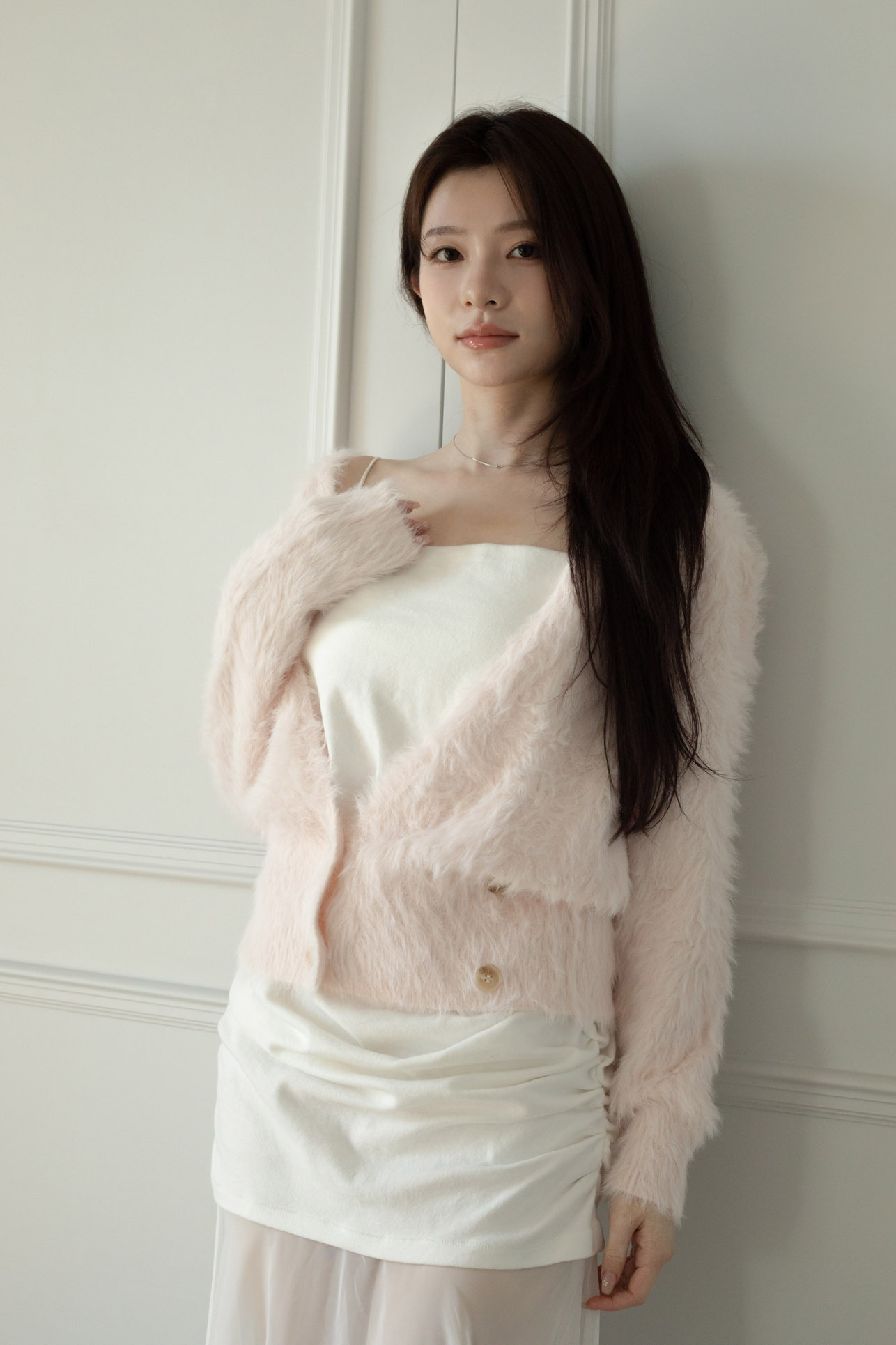 T17 FLUFFY DOUBLE-BREASTED CARDIGAN