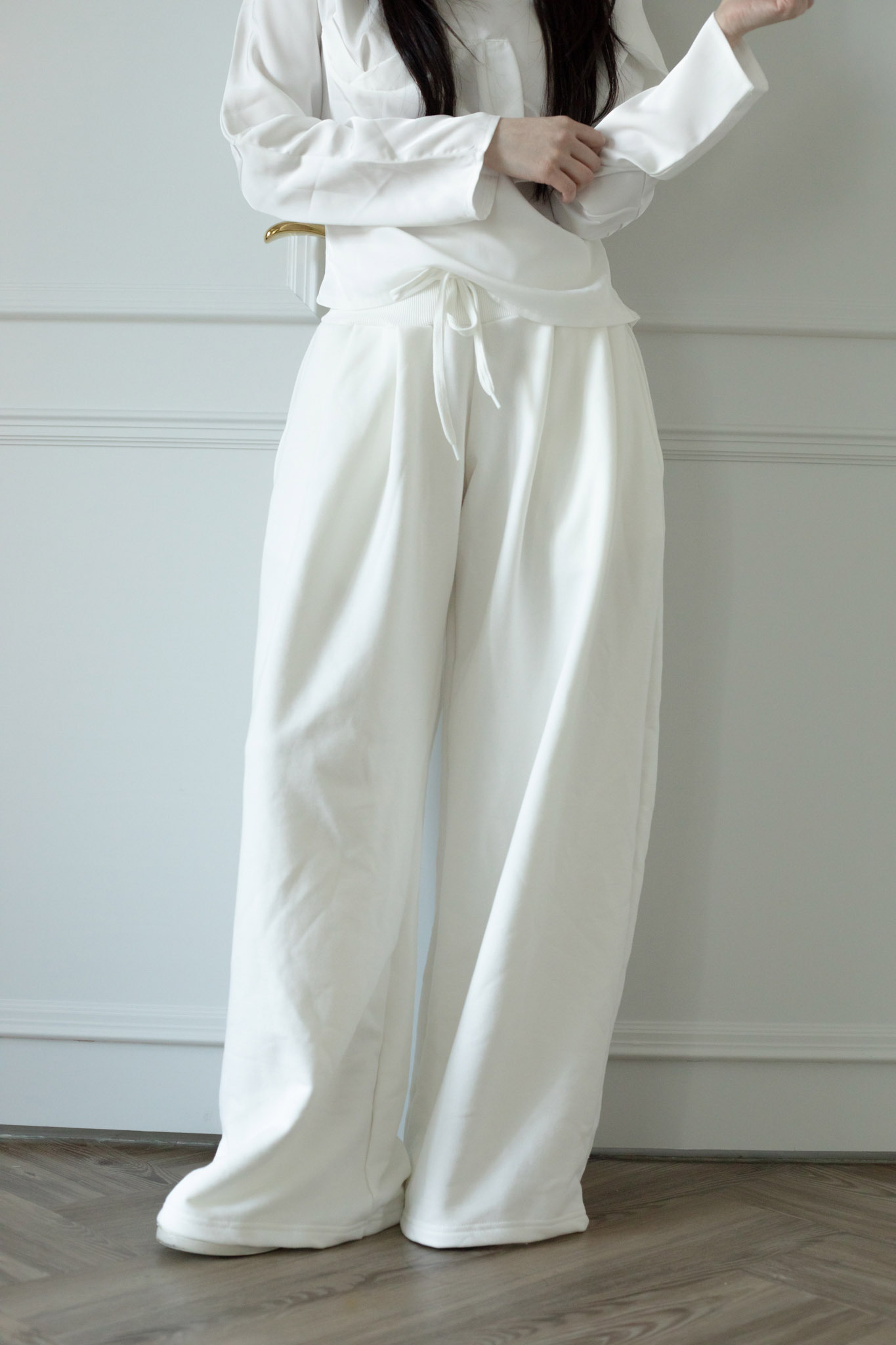 H02 DRAWSTRING WAIST WIDE LEG PANTS