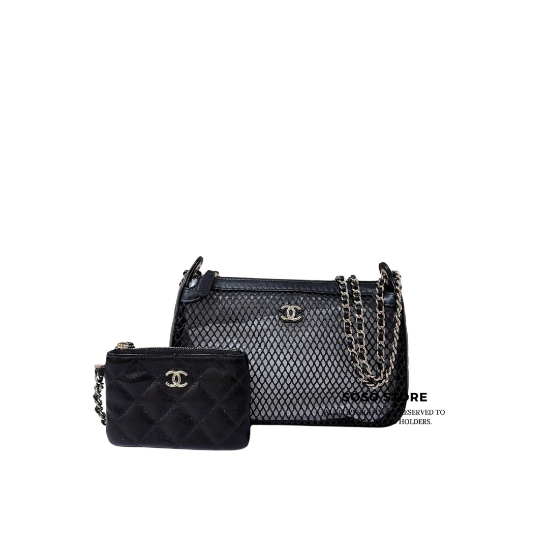 Chanel Mesh Clutch with Chain - Black / SHW