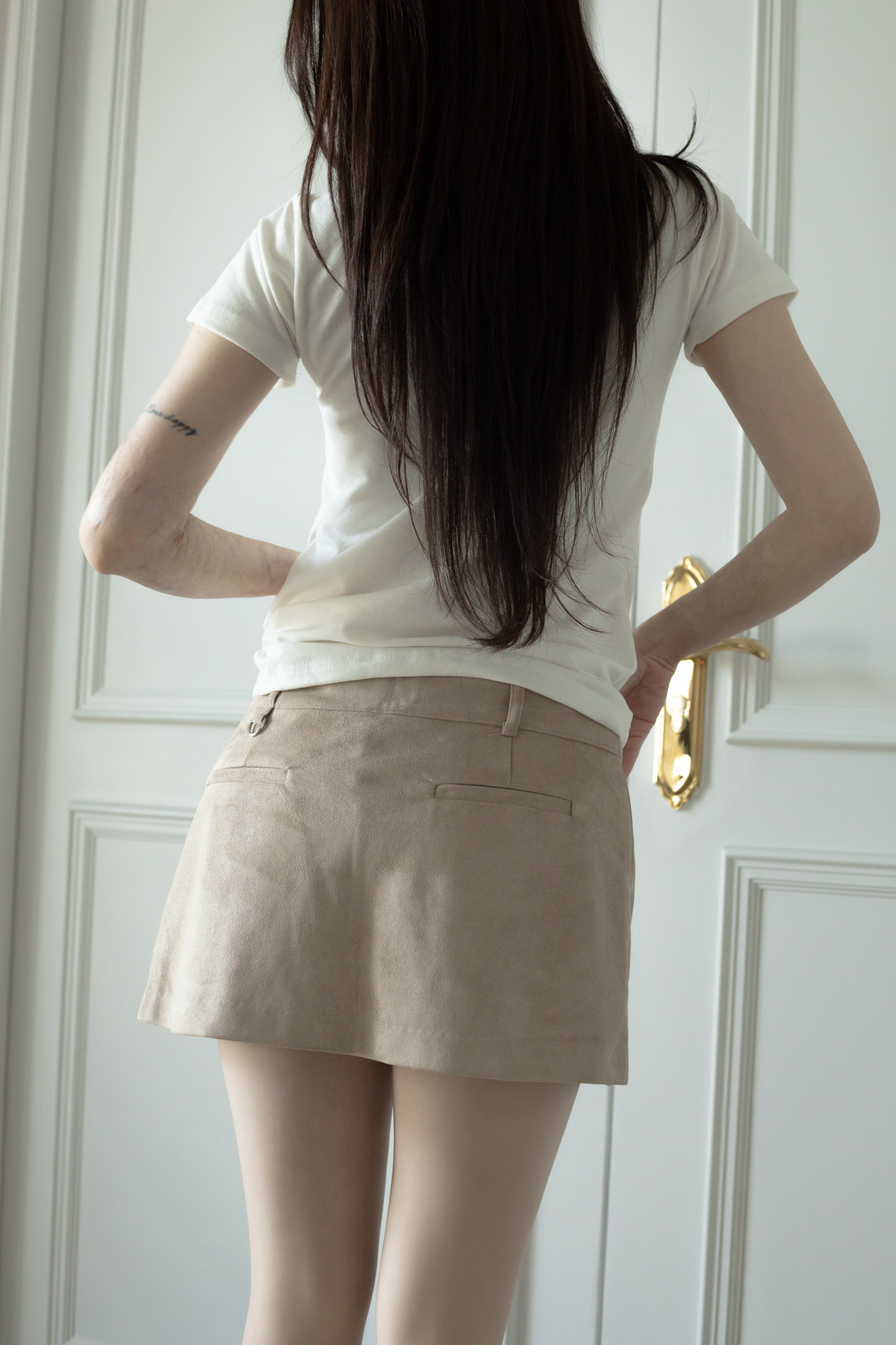 H07 SUEDE-TEXTURD MINI SKIRT