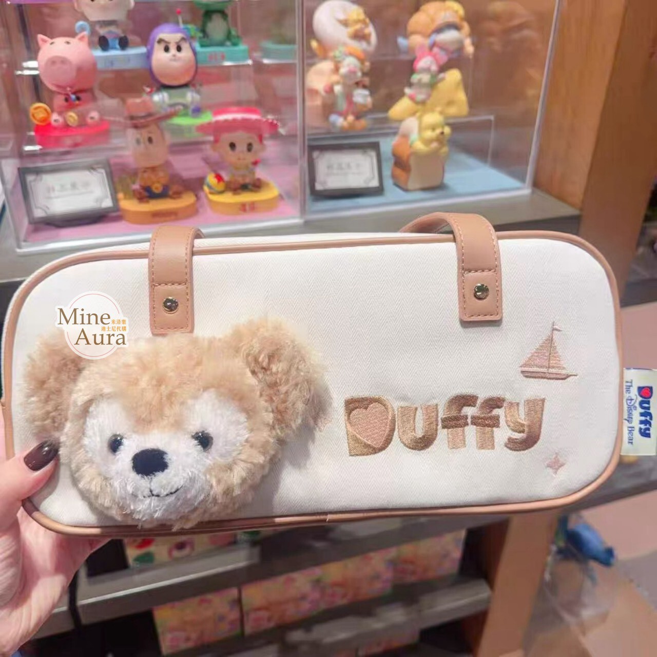 達菲 Duffy 絨毛大頭 造型 單肩包 手提包 法棍包 -上海迪士尼樂園