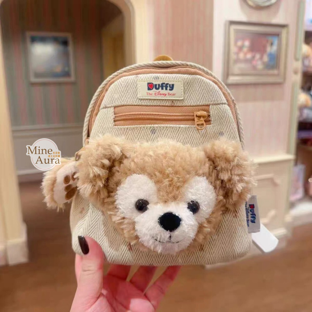 達菲 Duffy 絨毛大頭 造型 迷你 後背包 -上海迪士尼樂園