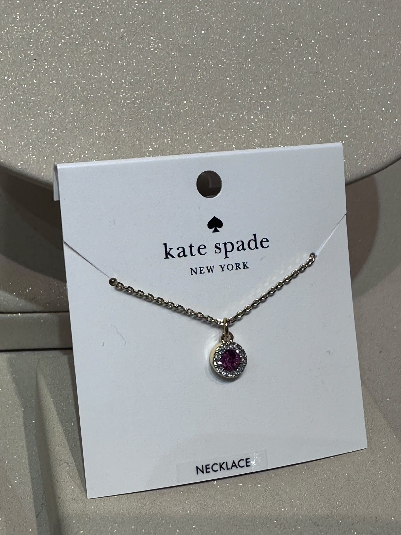 WV72 KS 粉紅色水晶吊墜金色頸鏈 You're A Gem Pave Halo Pendant