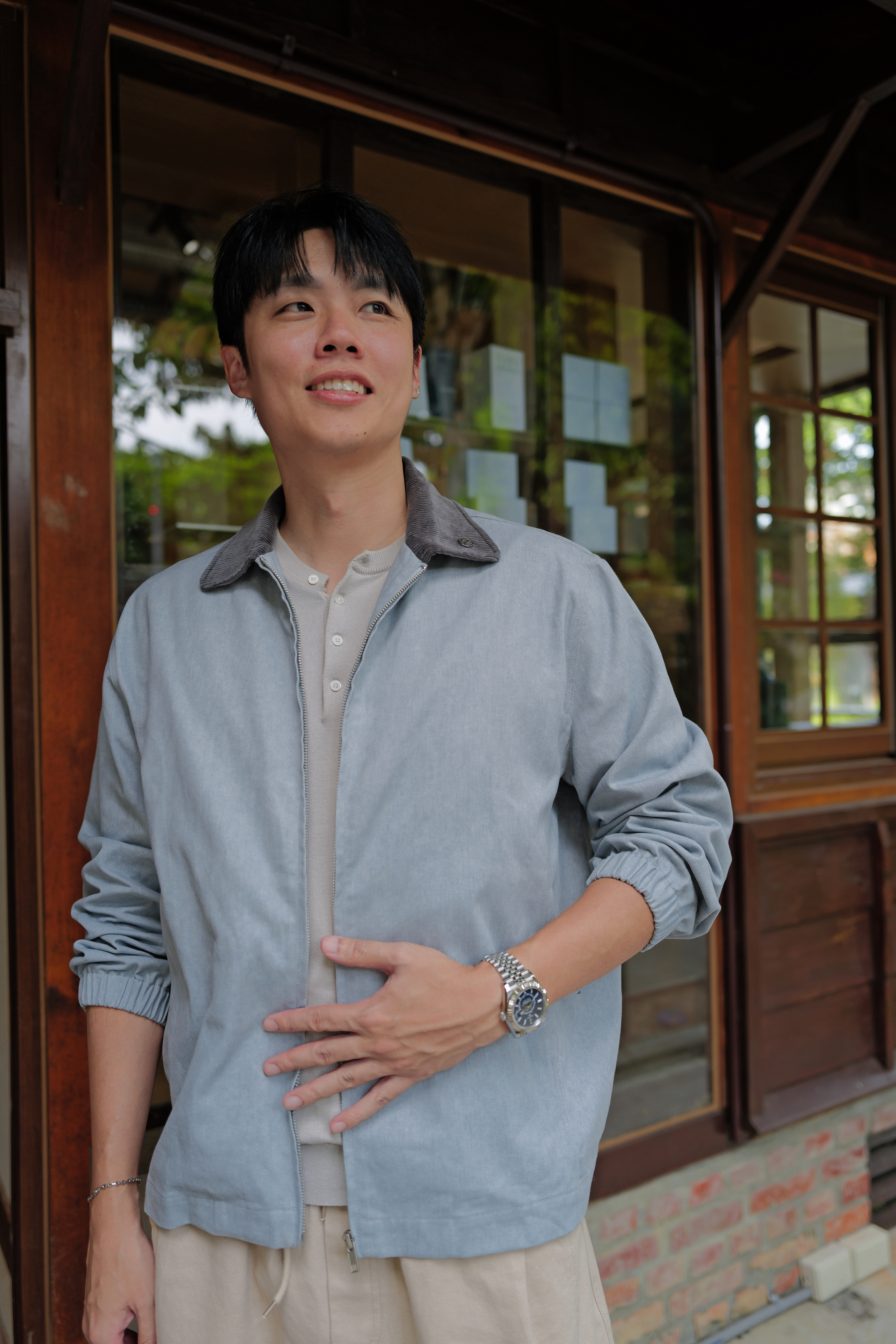 預購 COMMI 燈心絨領簡約外套-男款（藍）