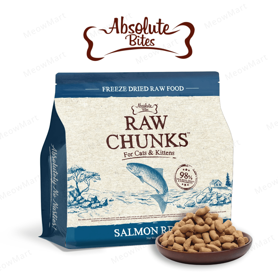Absolute Bites Raw Chunks Freeze Dried Raw Food for Cats & Kittens - Salmon Recipe (280g)
