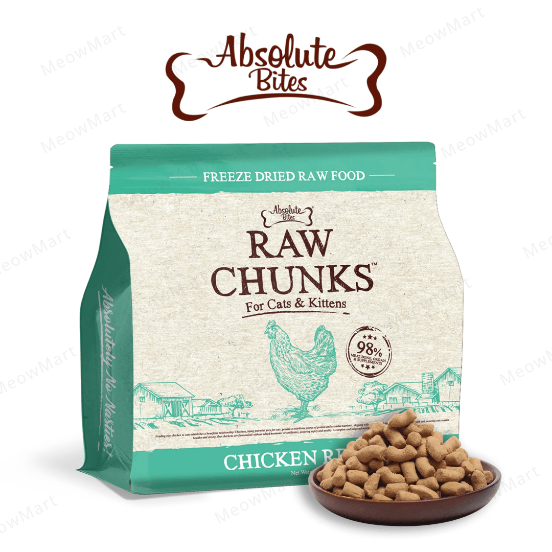Absolute Bites Raw Chunks Freeze Dried Raw Food for Cats & Kittens - Chicken Recipe (280g)