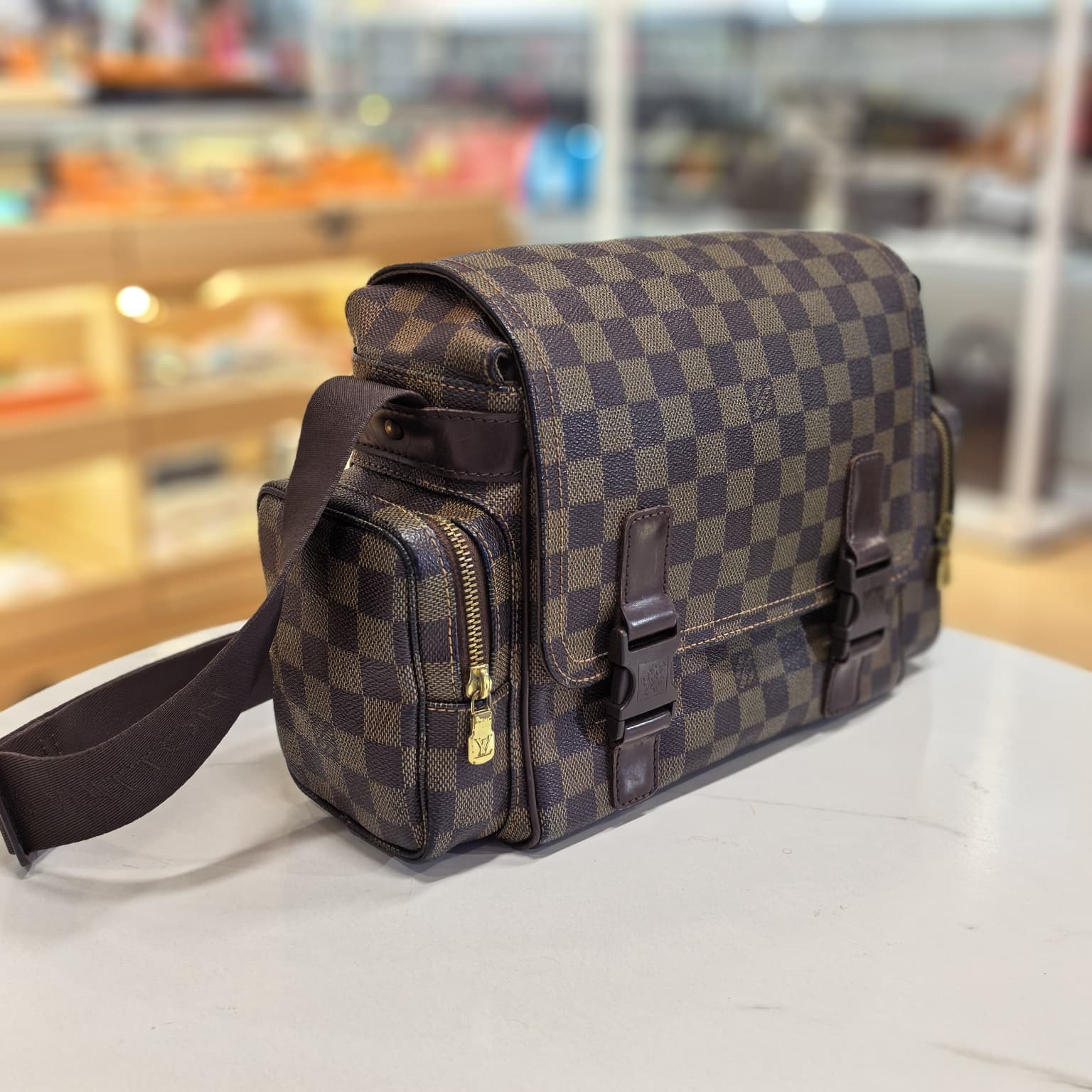 90%NEW USED LV 男士斜背包, N51126, 棕色棋盤格紋帆布, Damier Ebene Reporter Melville, #記者單肩包, #香榭站正品