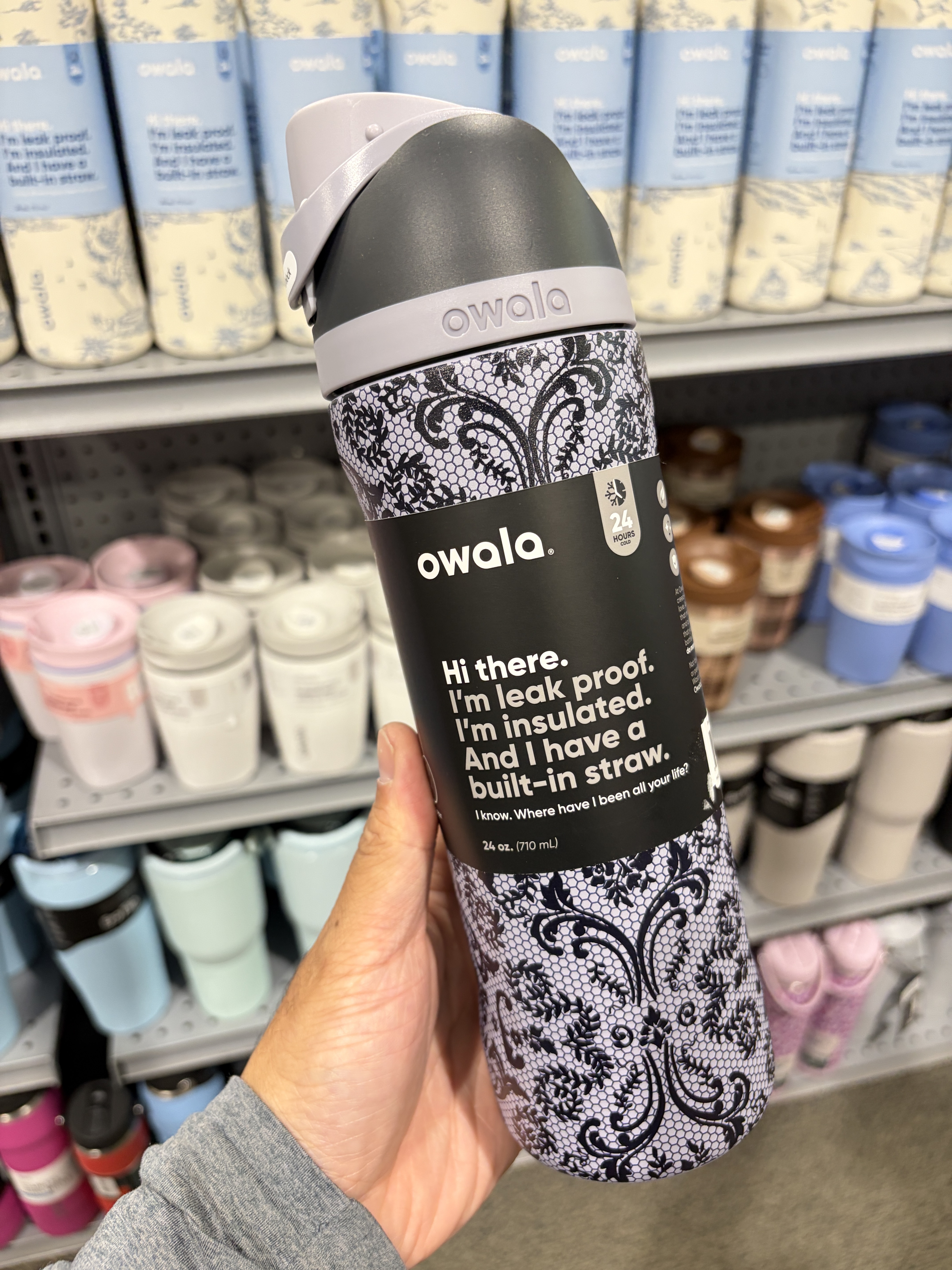 Owala 滿版花紋不鏽鋼 FreeSip 水壺 (內有吸管)