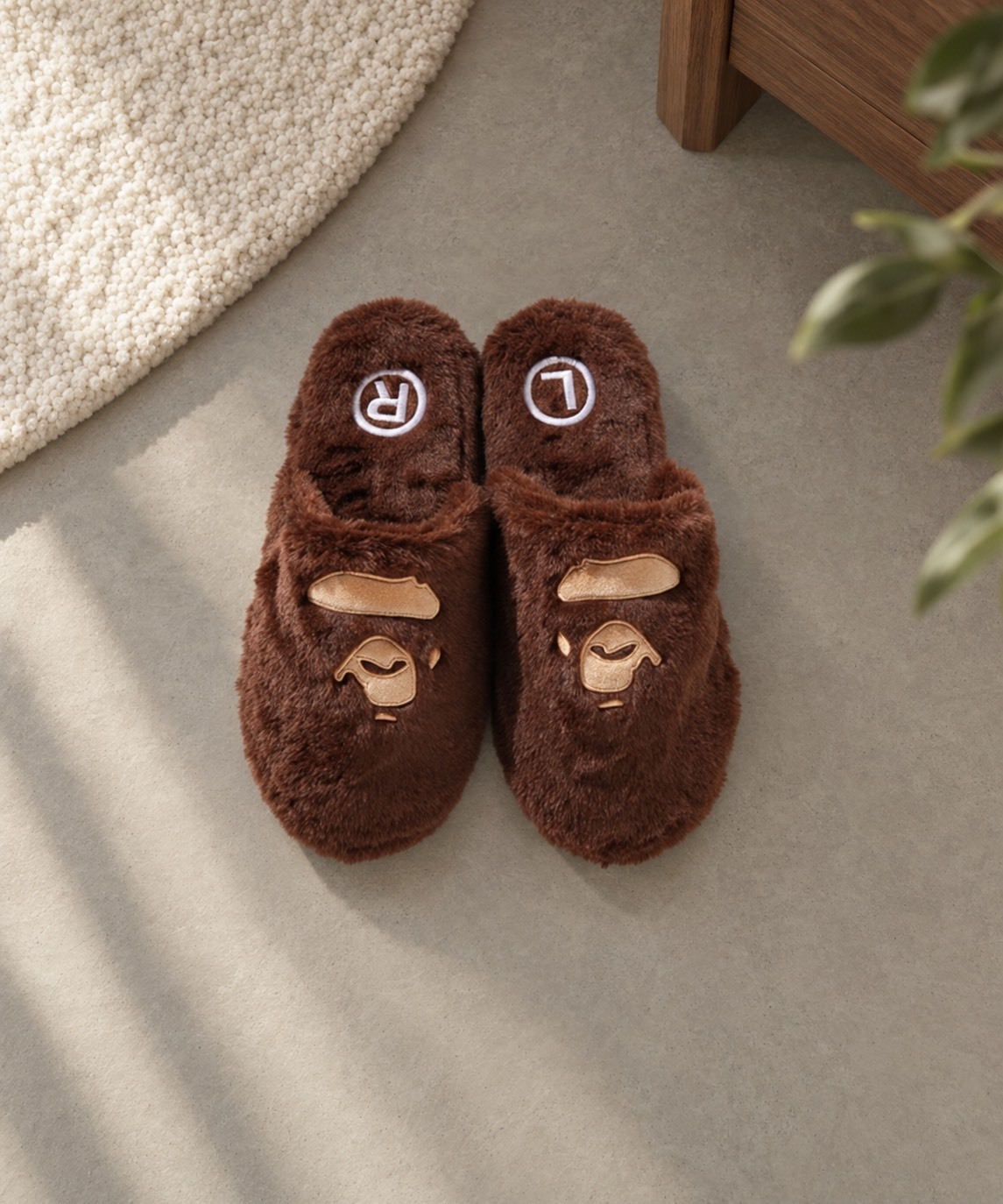 <帥S🖤> BAPE HEAD SLIPPERS 絨毛 猿人 室內拖鞋