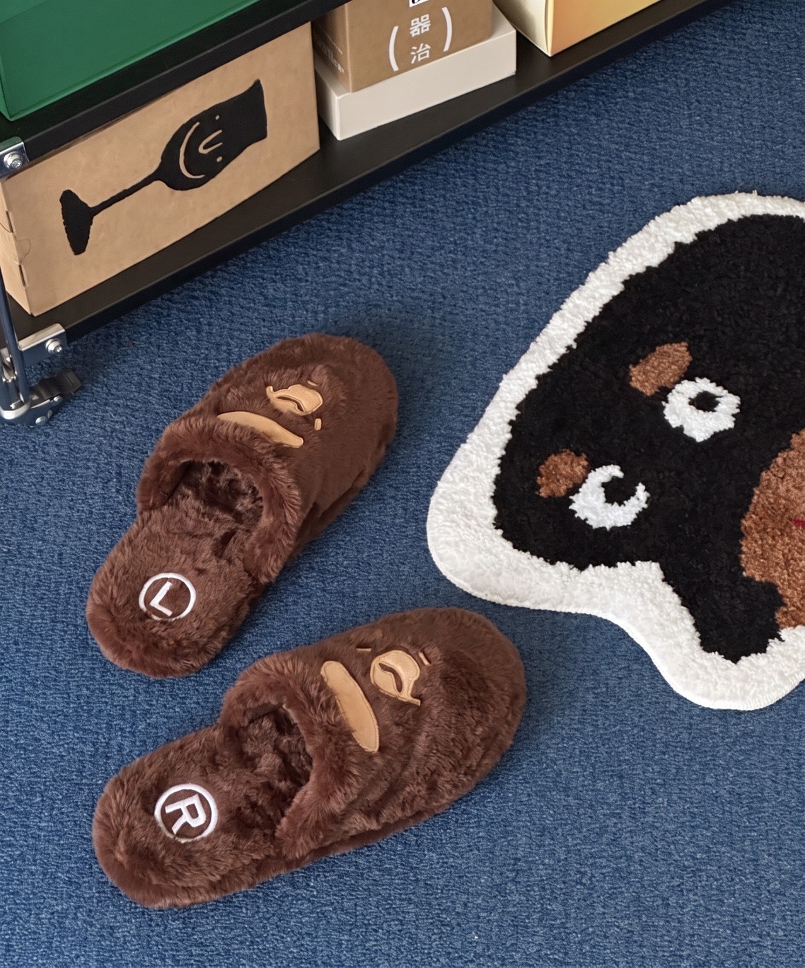<帥S🖤> BAPE HEAD SLIPPERS 絨毛 猿人 室內拖鞋