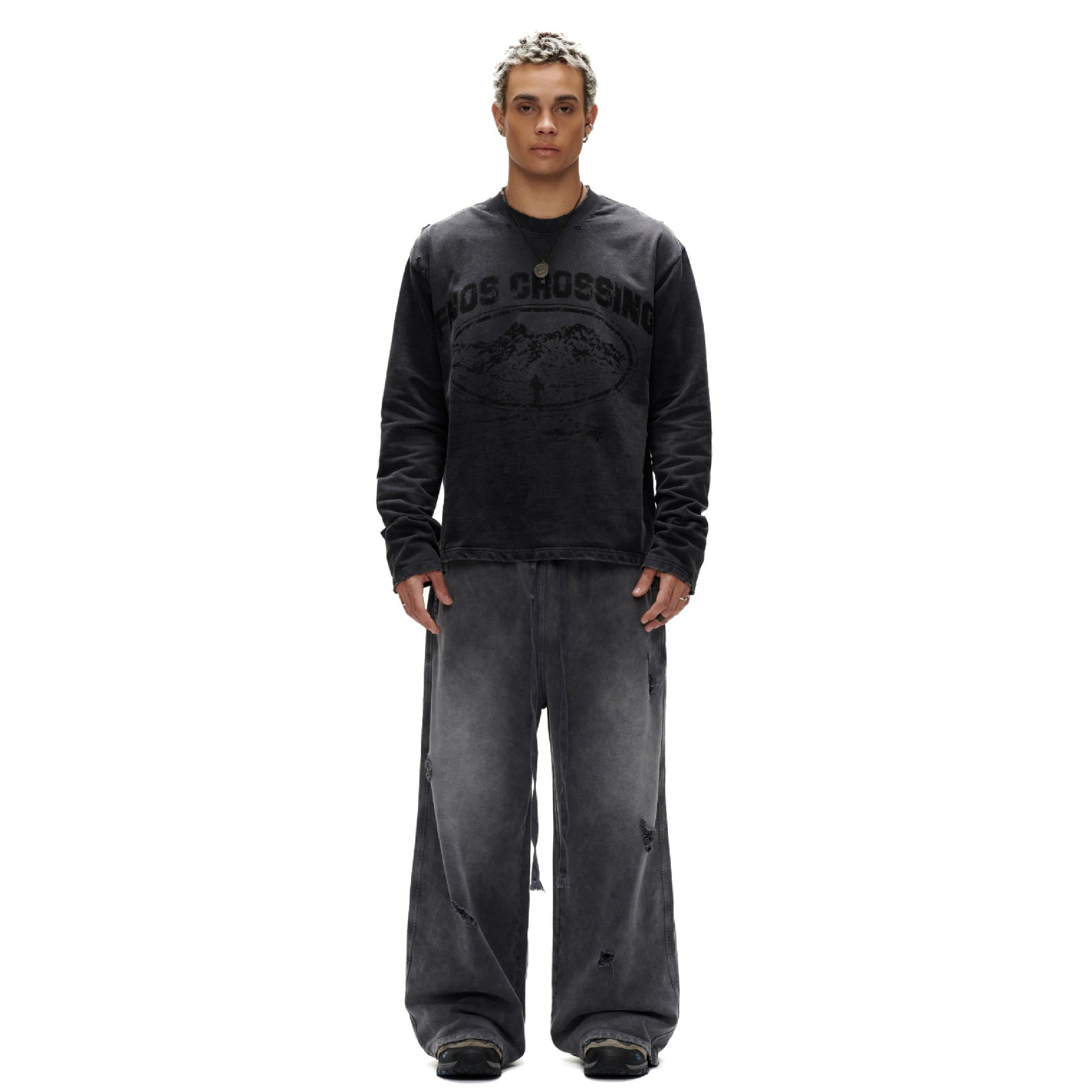 FNOS “FNOS” Washed Ripped Sweatpants [JGW8]