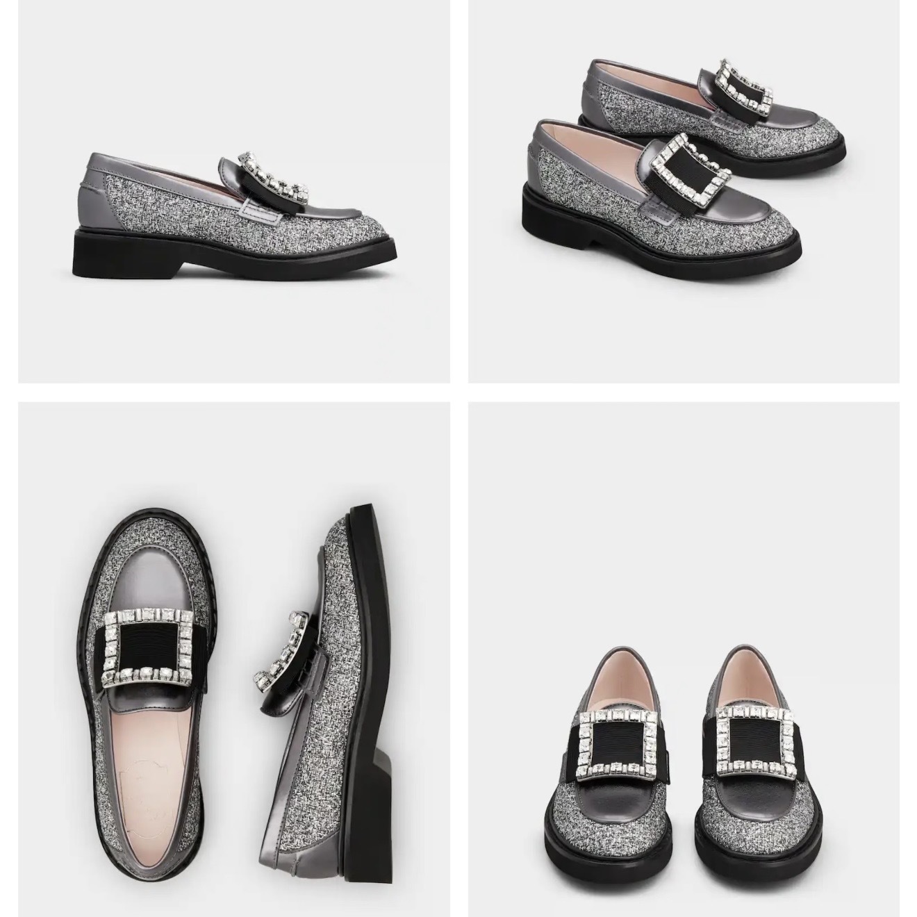 Roger Vivier Viv rangers strass loafers black silver