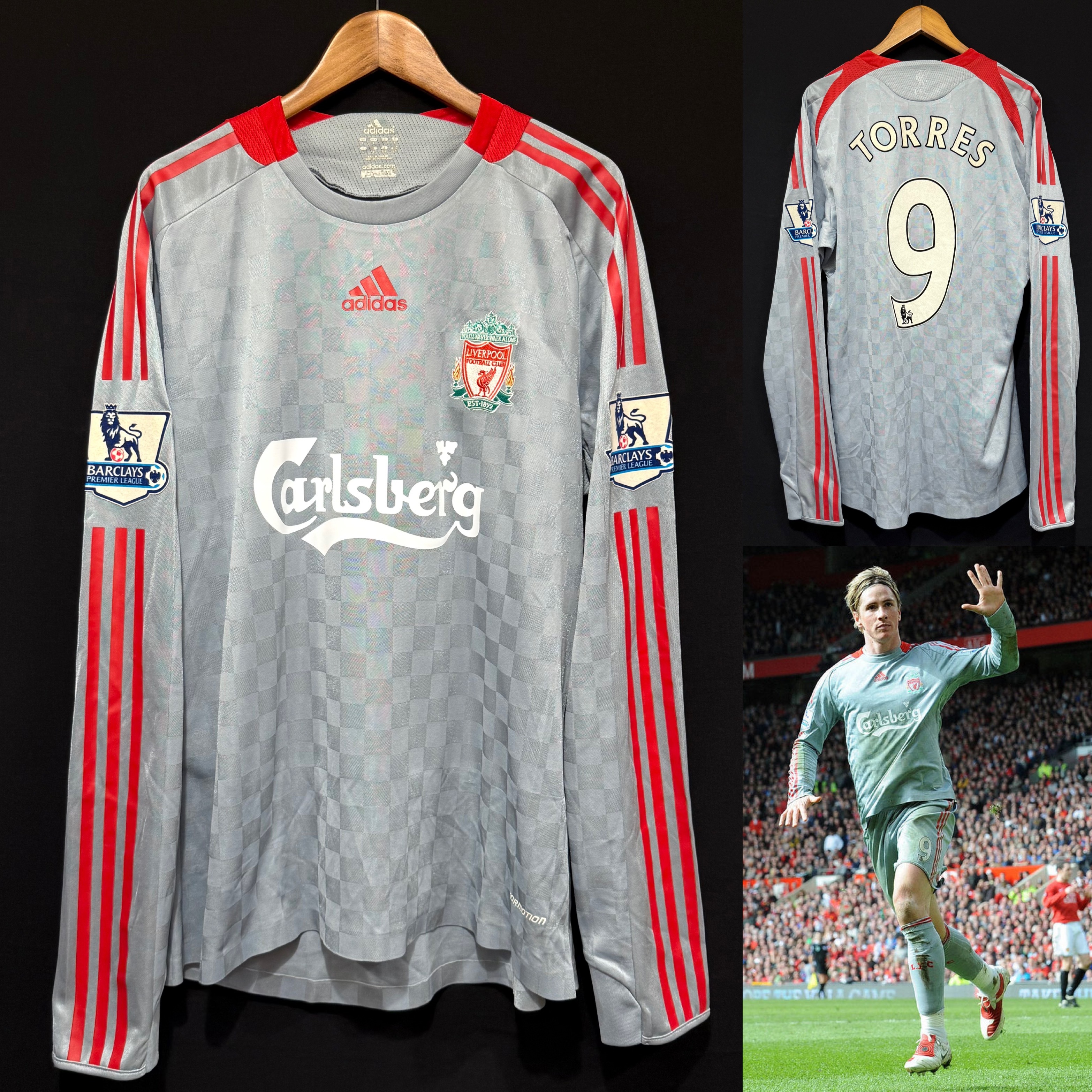 (Player Issue) Liverpool 2008-2009 Adidas L/S Away Player Issue Shirt #9 TORRES