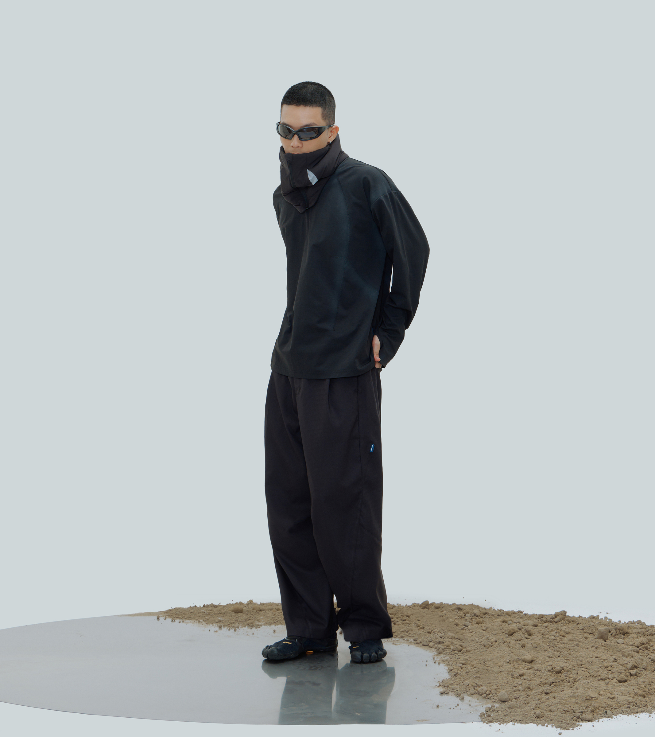 nozzle quiz®｜Trace Washed L/S Tee (Basalt Wash/Lava Wash)