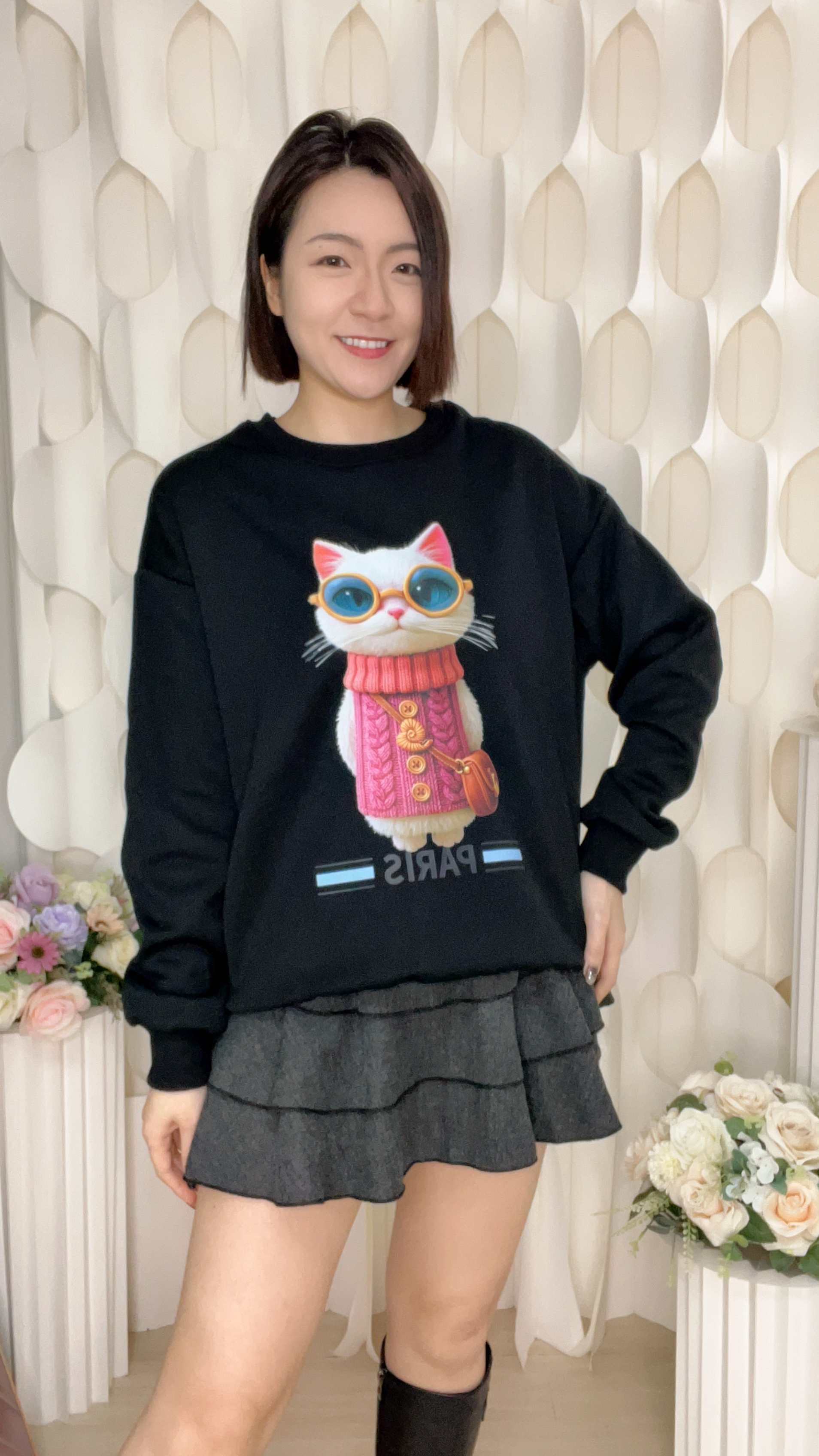(AS1) (K ICON獨家款)時尚貓咪衛衣 (SIZE: S-3XL)(3件以上平均$379/件,5件以上平均$369/件,買滿12件送隱藏)  #法國Lune de Moon #1910LU