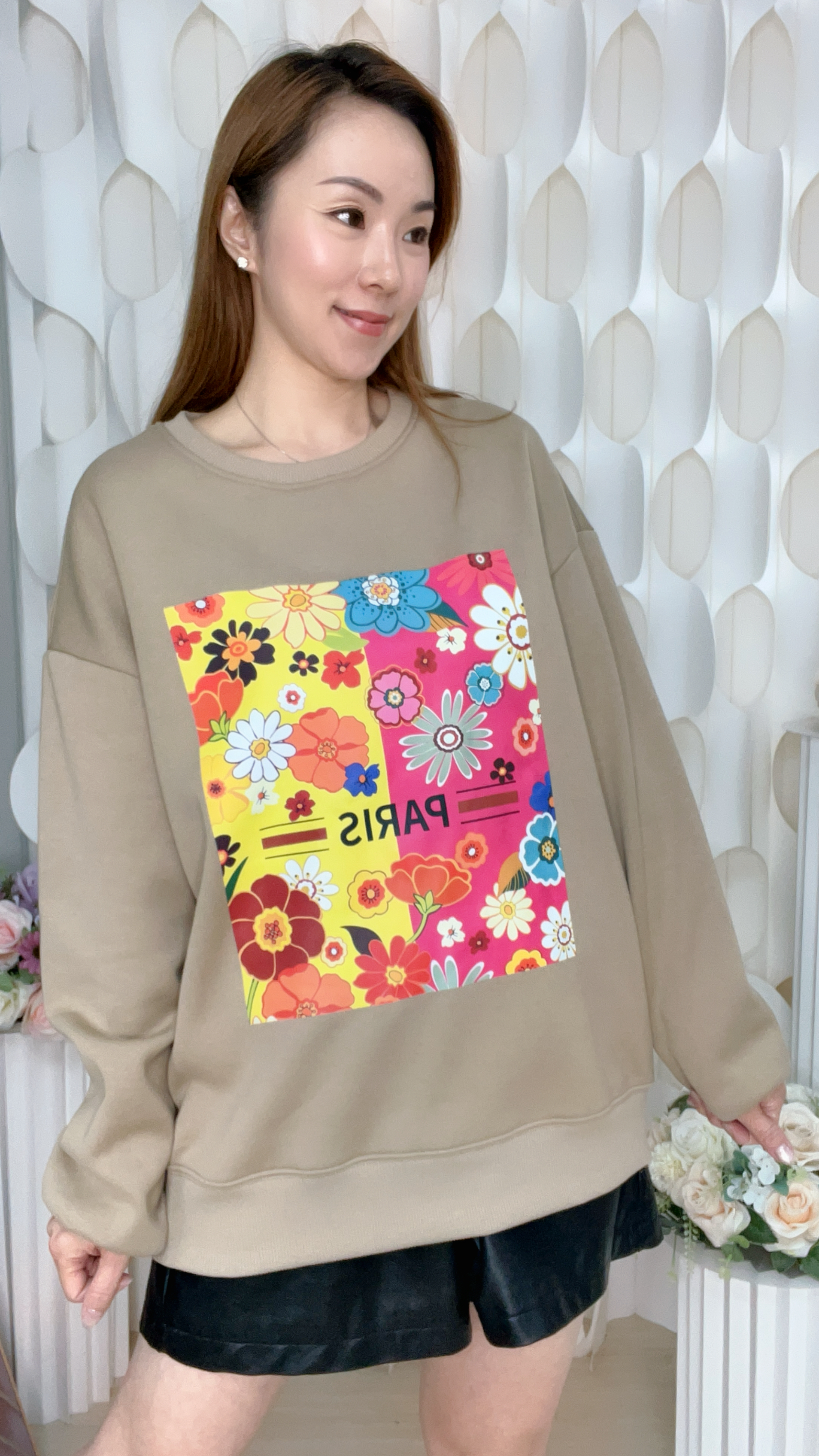 (S1) 巴黎風情花卉圖案衛衣 (SIZE: S-3XL)(3件以上平均$379/件,5件以上平均$369/件,買滿12件送隱藏)  #法國Lune de Moon #1910LU