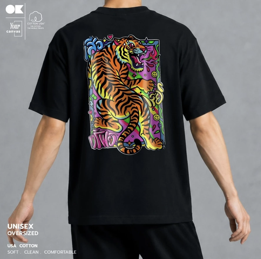 泰國 OK靚料TEE 彩色招財虎（T2610 OK941）