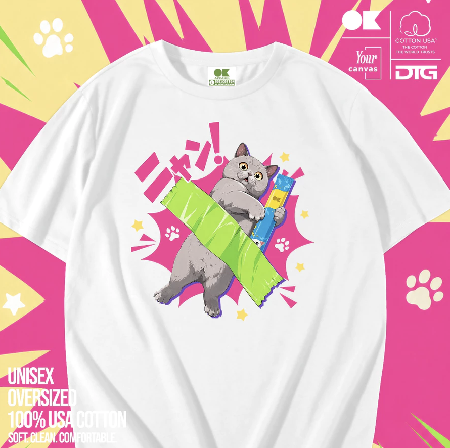 泰國 OK靚料TEE 貼紙貓（T2610 OK942）