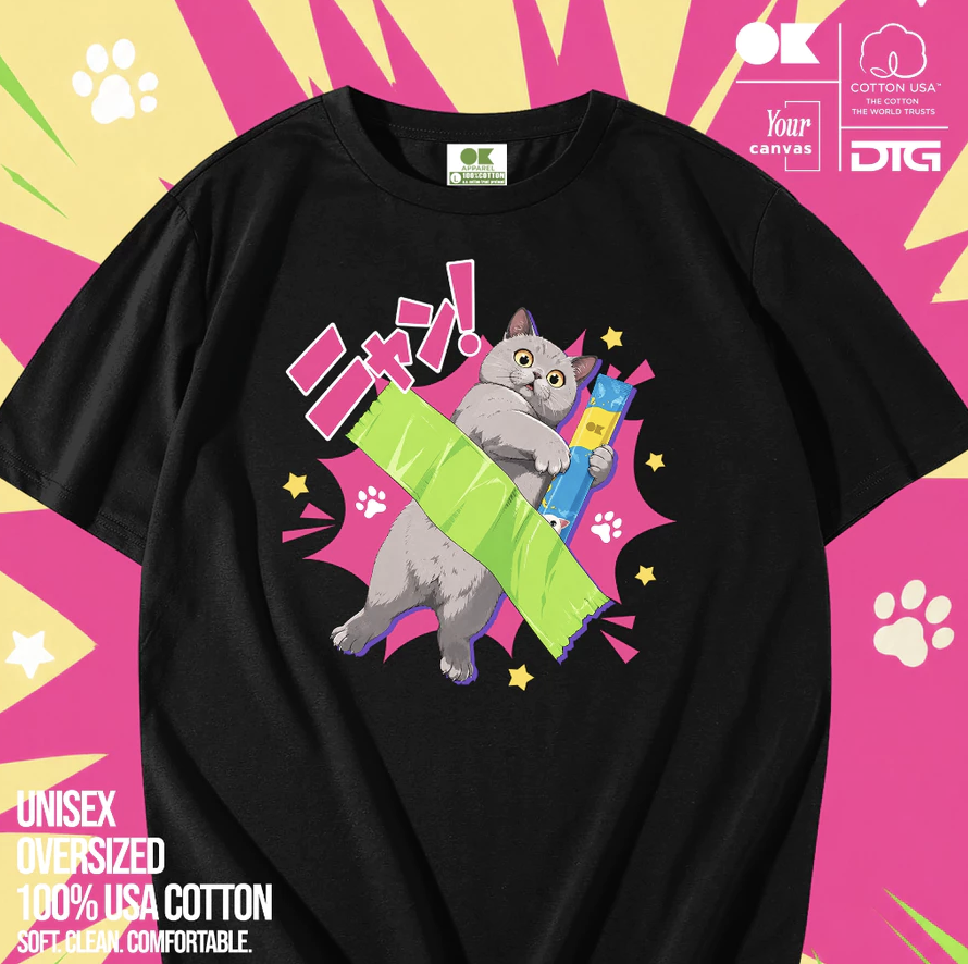 泰國 OK靚料TEE 貼紙貓（T2610 OK942）