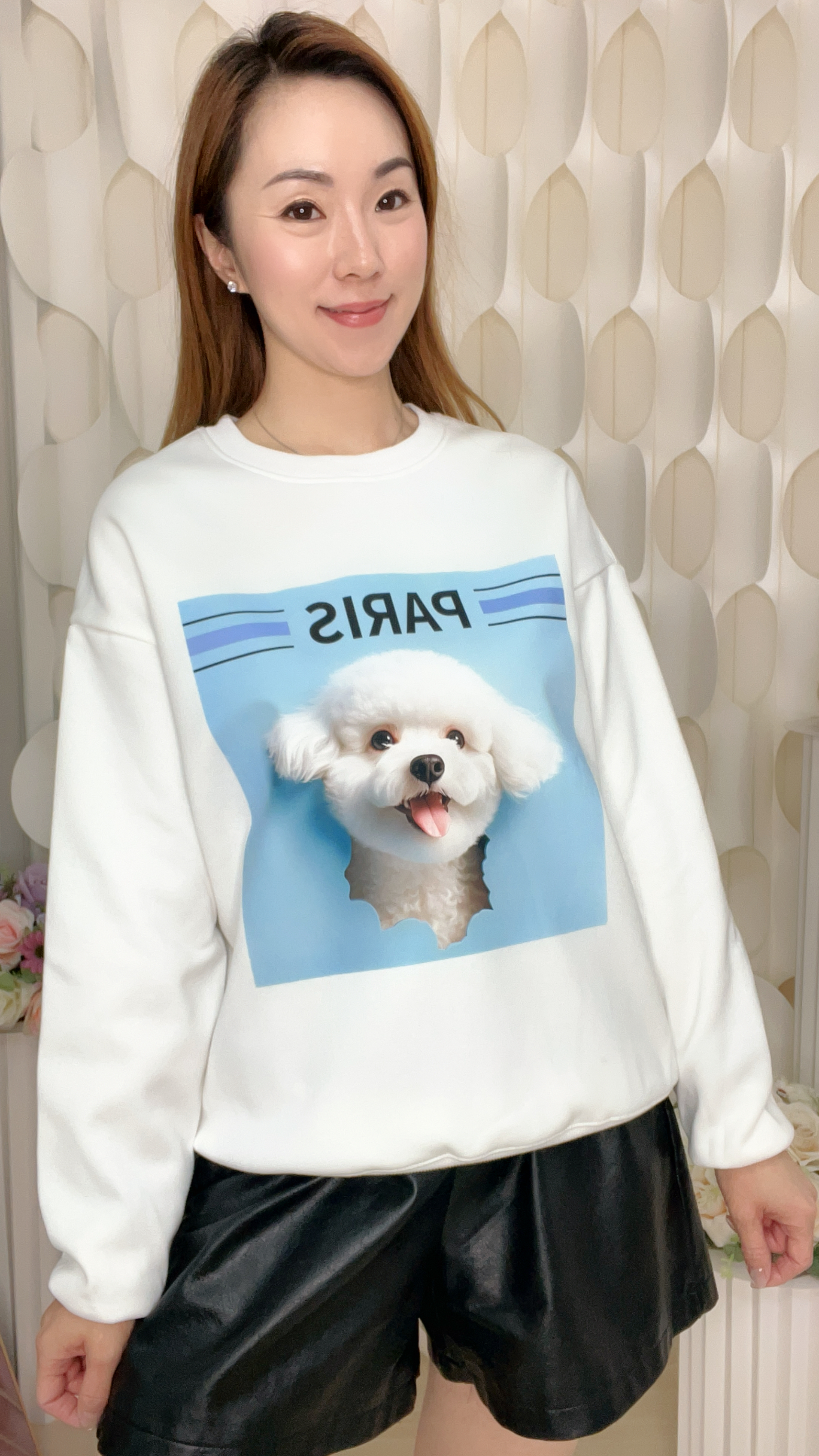 (AP1) (K ICON獨家款)巴黎風小狗印花衛衣 (SIZE: S-3XL)(3件以上平均$379/件,5件以上平均$369/件,買滿12件送隱藏)  #法國Lune de Moon #1910LU