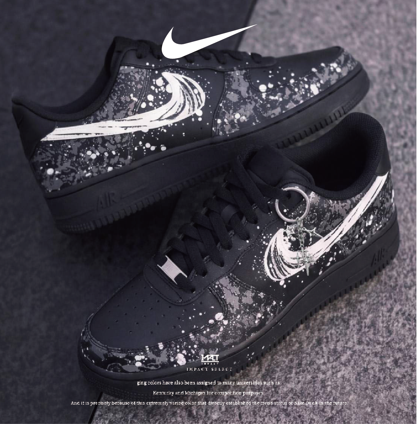 【訂製款】Nike Air Force 1 暗夜碎星 暗黑潑墨
