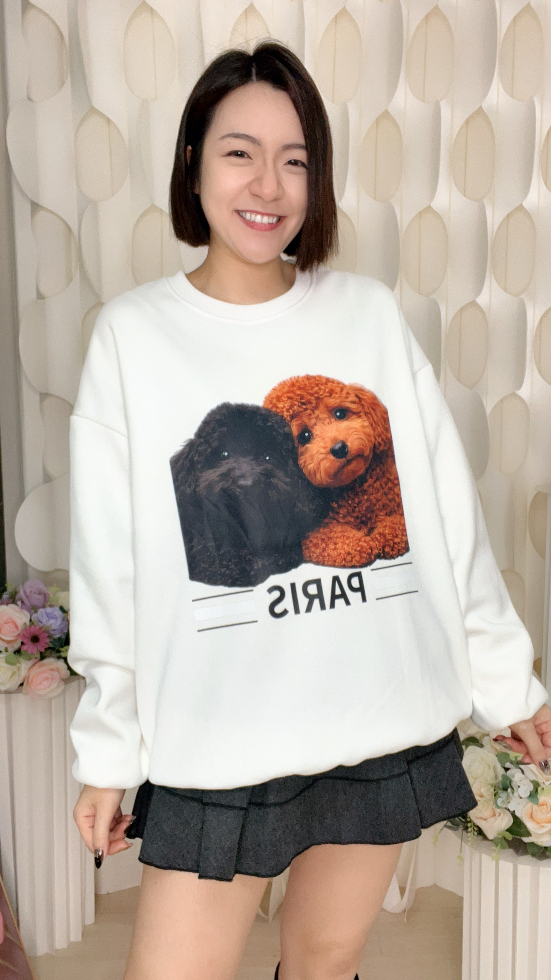 (C1) 雙胞胎貴賓犬巴黎衛衣 (SIZE: S-3XL)(3件以上平均$379/件,5件以上平均$369/件,買滿12件送隱藏)  #法國Lune de Moon #1910LU