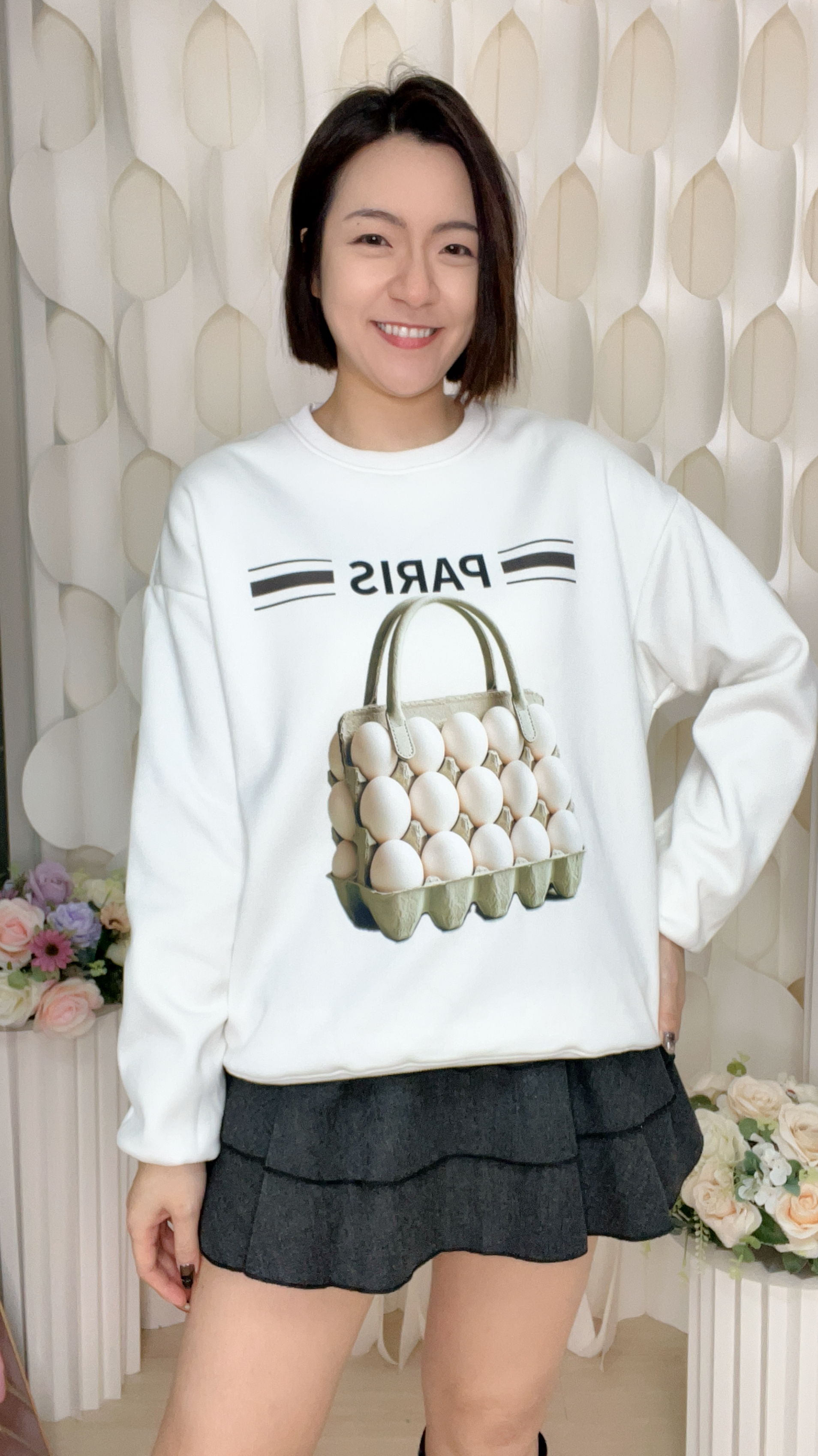 (Q1) 鷄蛋包包巴黎圖案衛衣 (SIZE: S-3XL)(3件以上平均$379/件,5件以上平均$369/件,買滿12件送隱藏)  #法國Lune de Moon #1910LU