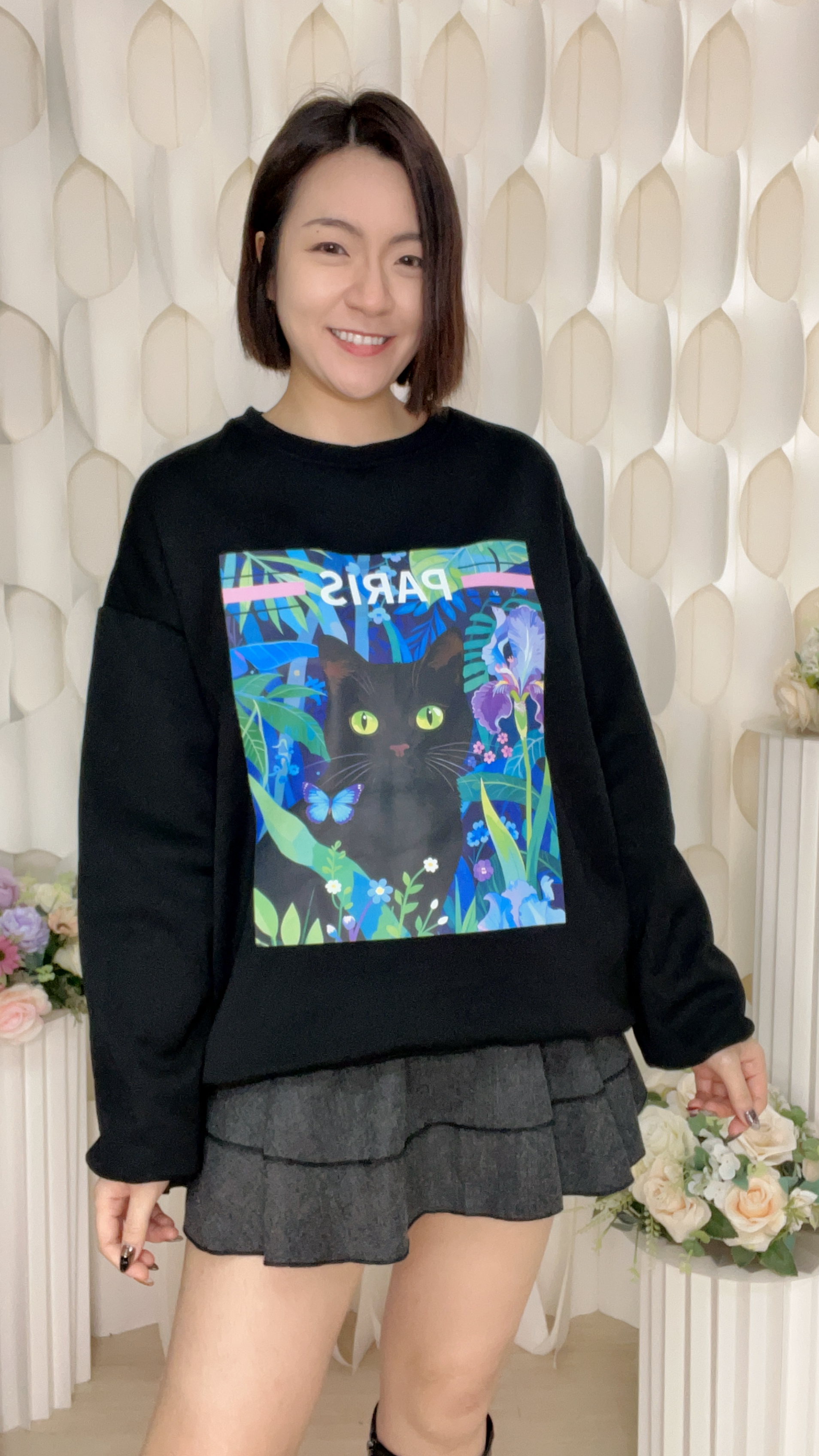 (R1) 叢林黑貓衛衣 (SIZE: S-3XL)(3件以上平均$379/件,5件以上平均$369/件,買滿12件送隱藏)  #法國Lune de Moon #1910LU