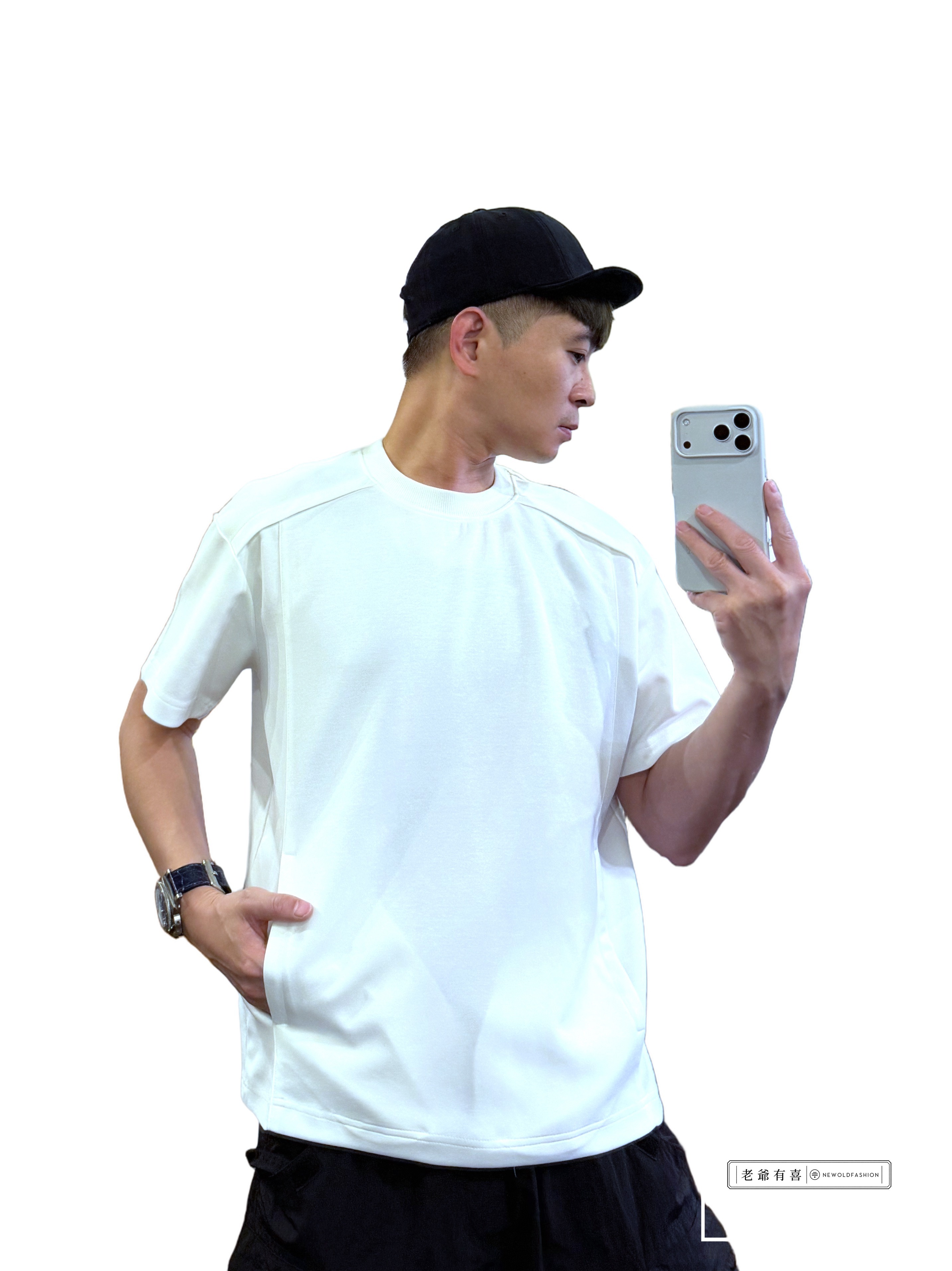 重磅簡約立裁口袋短袖T恤－白｜ (NOF2604Z8005)