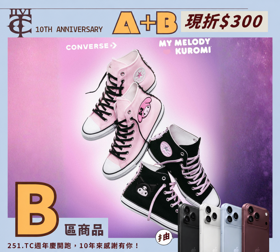 Converse x Hello Kitty and Friends Chuck Taylor All Star Hi My Melody & Kuromi 三麗鷗聯名系列 美樂蒂 酷洛米 帆布 高筒 蕾絲 白粉 黑粉紫