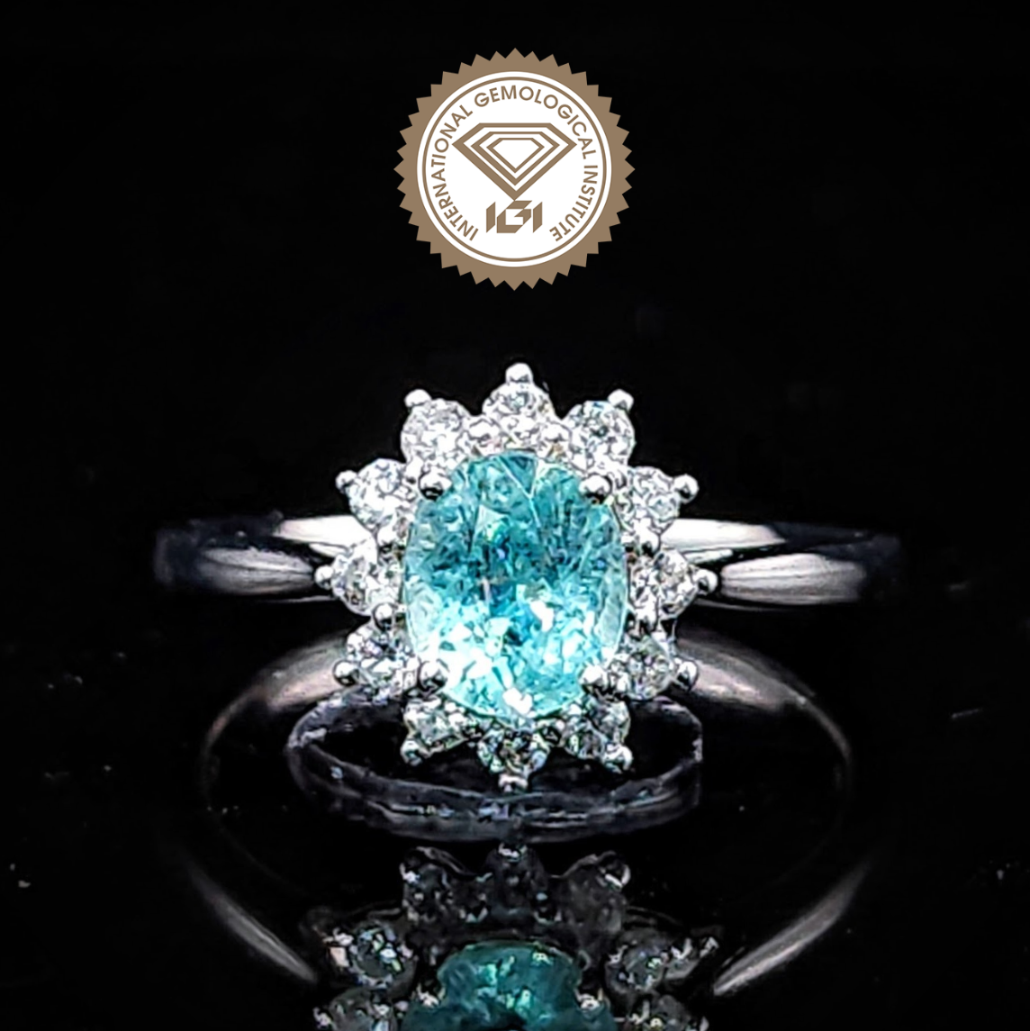 18K White Gold 0.78ct Paraiba and Diamond Ring
