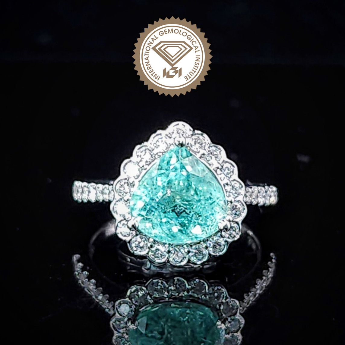 18K White Gold 3.36ct Paraiba and Diamond Ring